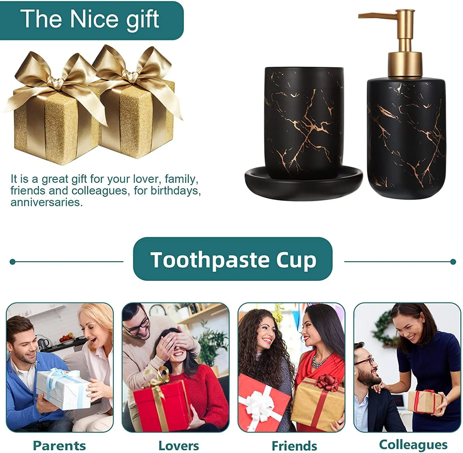 ست لوازم جانبی حمام، 4 تکه کامل، لوازم جانبی حمام مرمری، دکوراسیون مدرن، سازمان دهنده روی میز، جا مسواکی، جا لوسیون، جا صابونی، لیوان. (سفید) ست لوازم جانبی حمام، 4 تکه کامل، لوازم جانبی حمام مرمری، دکوراسیون مدرن، سازمان دهنده روی میز، جا مسواکی، جا لوسیون، جا صابونی، لیوان. (سفید)