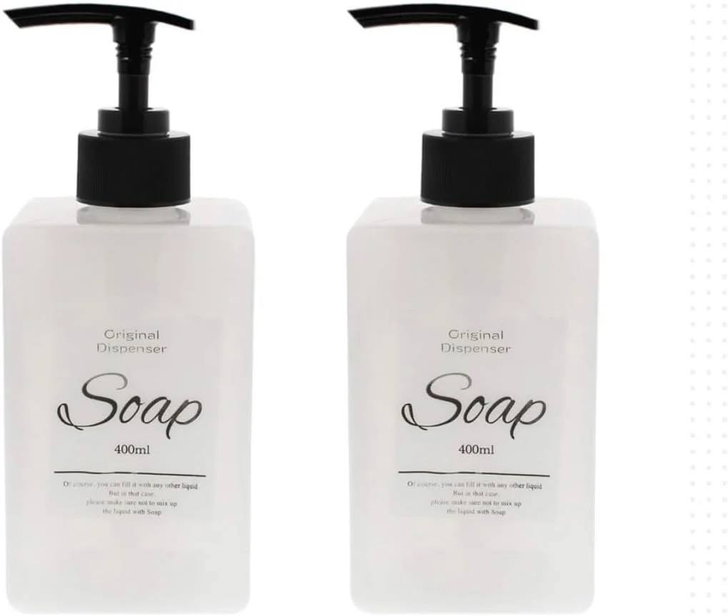 پک 2 عددی جا مایع ظرفشویی قابل شارژ - بطری های پمپ دار شفاف 400 میلی لیتری برای مایع دستشویی، شامپو، لوسیون و موارد دیگر پک 2 عددی جا مایع ظرفشویی قابل شارژ - بطری های پمپ دار شفاف 400 میلی لیتری برای مایع دستشویی، شامپو، لوسیون و موارد دیگر