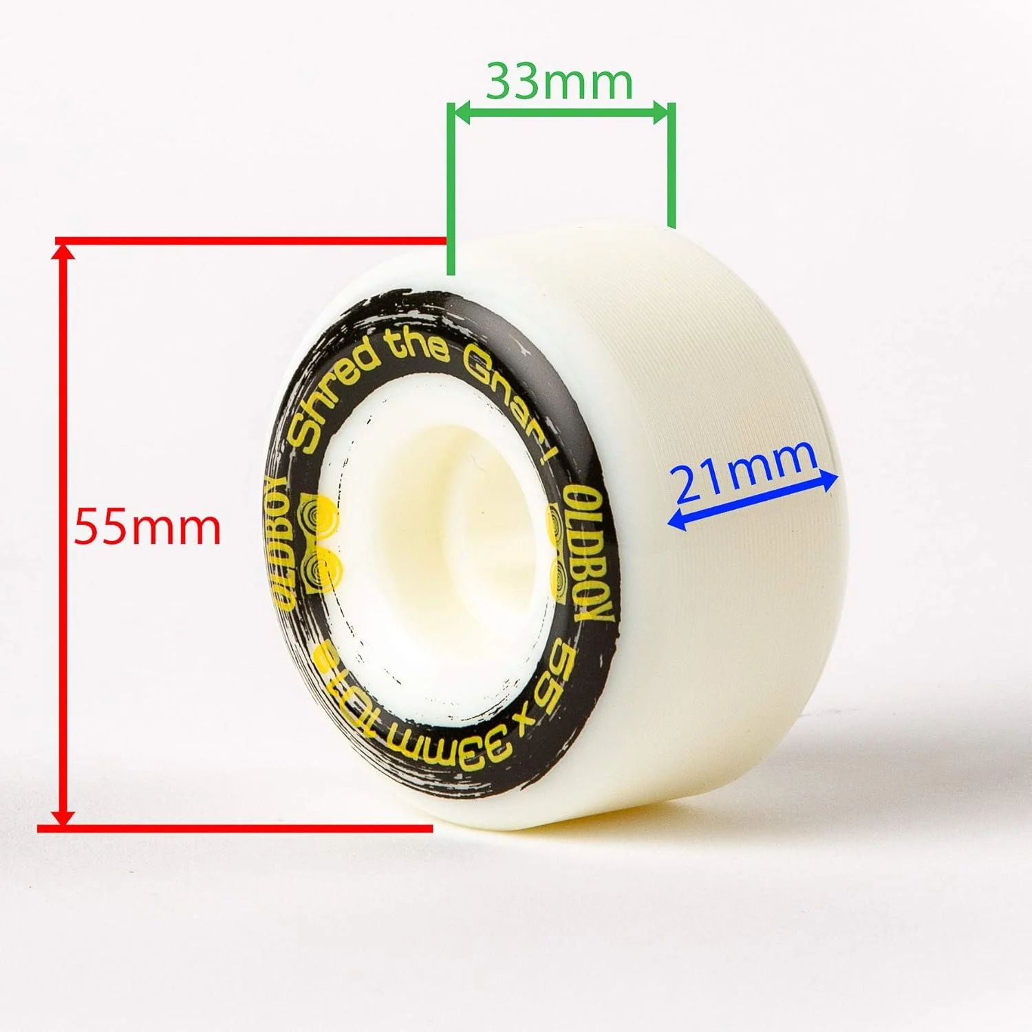 چرخ اسکیت برد Oldboy، مجموعه 4 عددی چرخ برای اسکیت برد، لانگ برد، اسکیت های اینلاین، اسکیت های غلتکی، برای ترفندهای اسکیت برد و گشت و گذار | لوازم جانبی اسکیت برد، 55 x 33 میلی متر، سفید