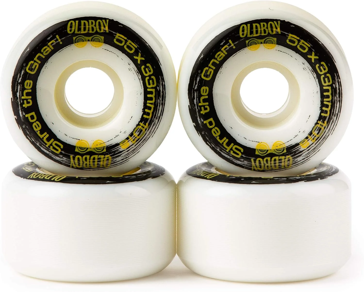 چرخ اسکیت برد Oldboy، مجموعه 4 عددی چرخ برای اسکیت برد، لانگ برد، اسکیت های اینلاین، اسکیت های غلتکی، برای ترفندهای اسکیت برد و گشت و گذار | لوازم جانبی اسکیت برد، 55 x 33 میلی متر، سفید