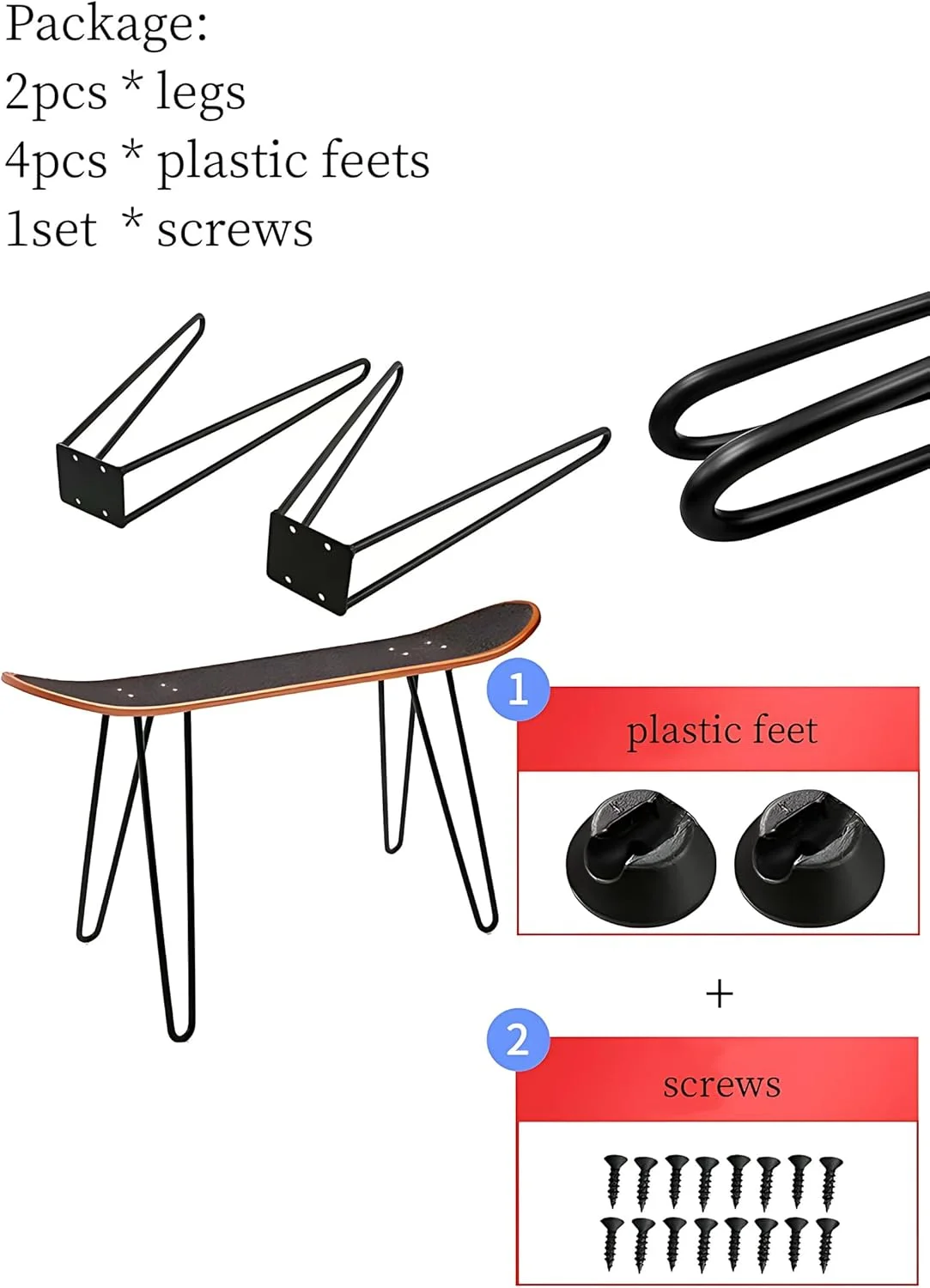 OFEYA HOME ست پایه نیمکت اسکیت برد، پایه های خلاقانه لانگ برد، لوازم جانبی اسکیت برد برای اسکیت بازها (19 اینچ / 50 سانتی متر) - 2 عدد