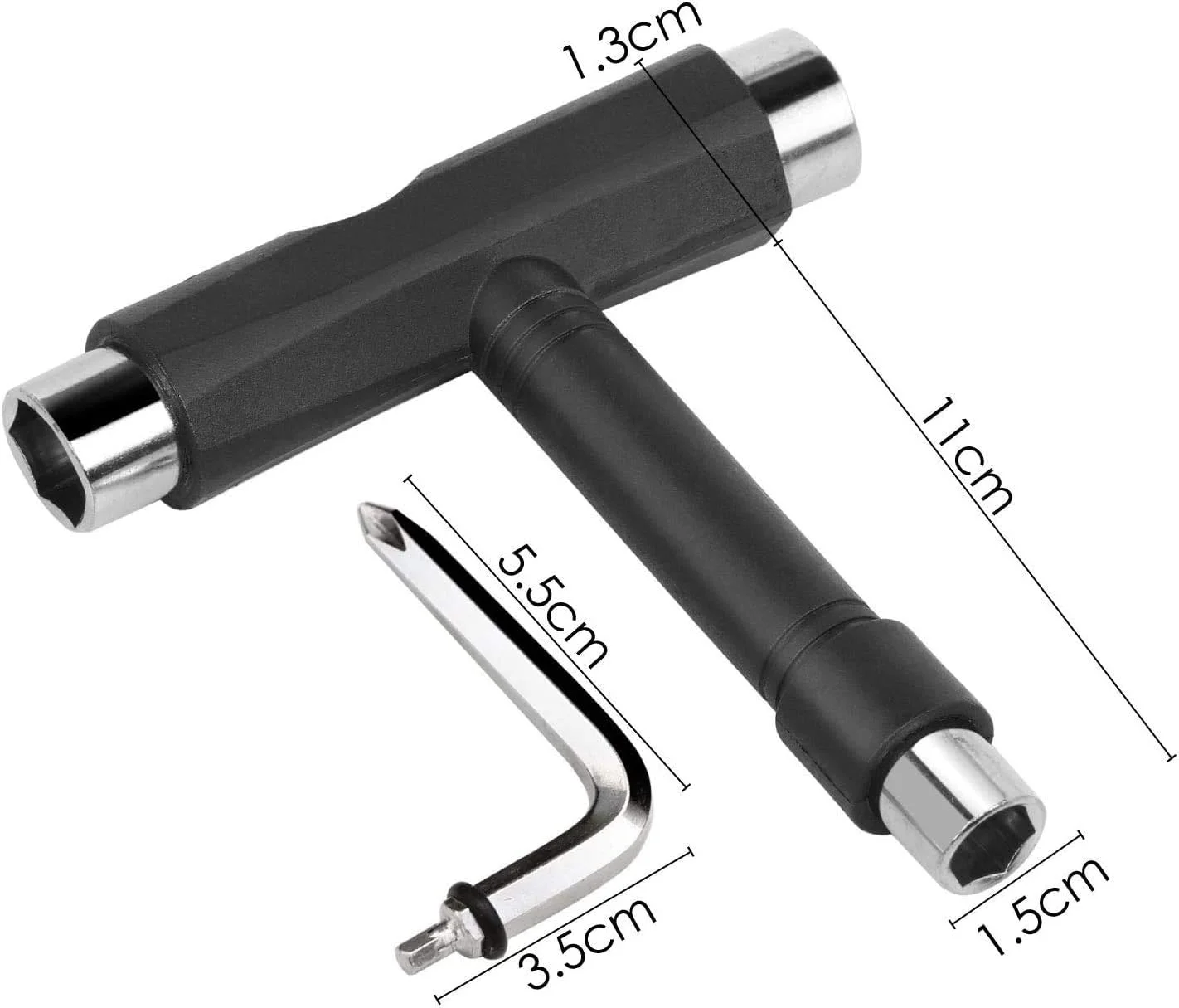 ابزار چند منظوره قابل حمل T شکل Merin، ست ابزار اسکیت، ابزار اسکیت برد، برای اسکیت برد، لانگ برد، مینی اسکیت برد و کروزرها (مشکی)