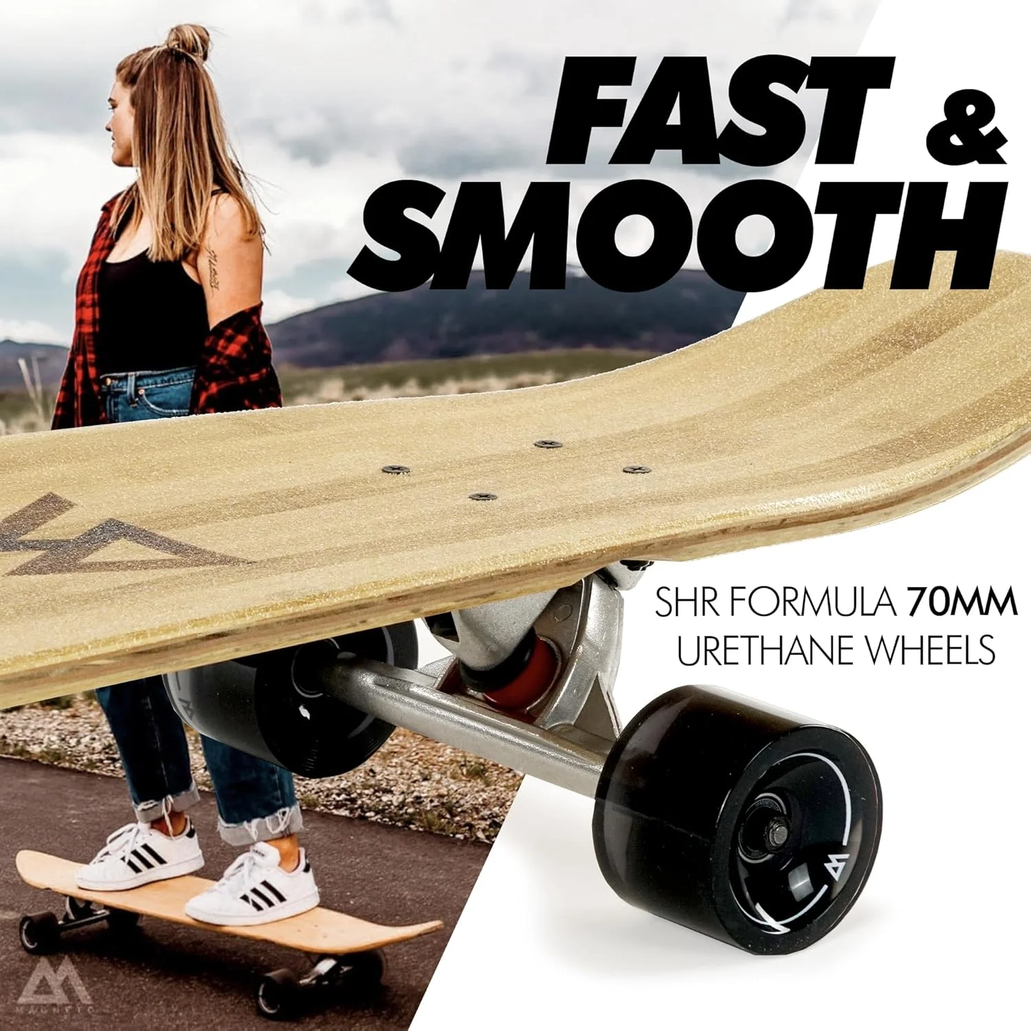 اسکیت برد لانگ بورد مگنتو مدل Kicktail Cruiser با طول 40+ اینچ و اسکیت برد لانگ بورد Pintail برای بزرگسالان، اسکیت برد لانگ بورد برای نوجوانان و کودکان - مناسب برای کروزینگ، کاروینگ و دنسینگ