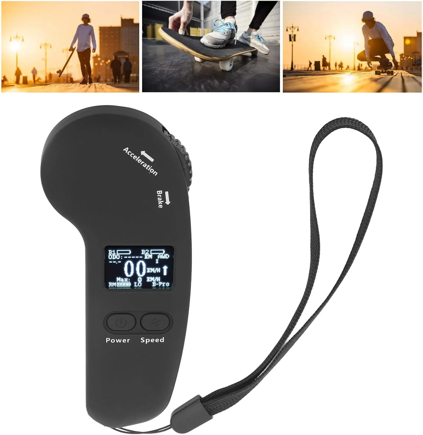 ریموت کنترل اسکیت برد برقی Asixxsix، ریموت کنترل بی سیم با نمایشگر LED، دارای 3 حالت سرعت قابل تنظیم، ترمز، شارژ USB، لوازم جانبی اسکیت برد برقی