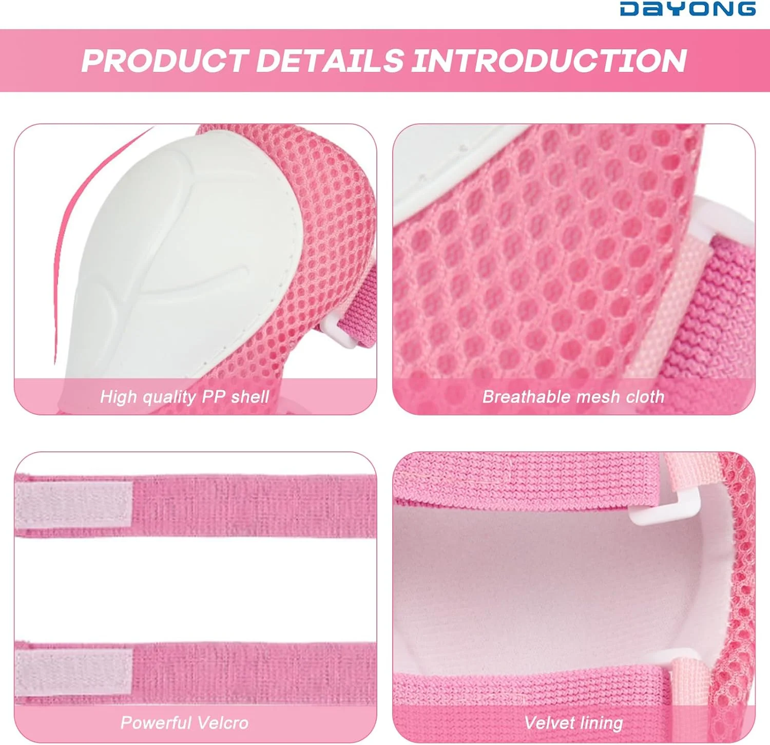 DAYONG Kids/Youth/Adult Protective Gear Set, 6 PCS Adjustable Knee Elbow Pads Wrist Pads for Cycling Skating Scooter Roller Skates Skateboard.