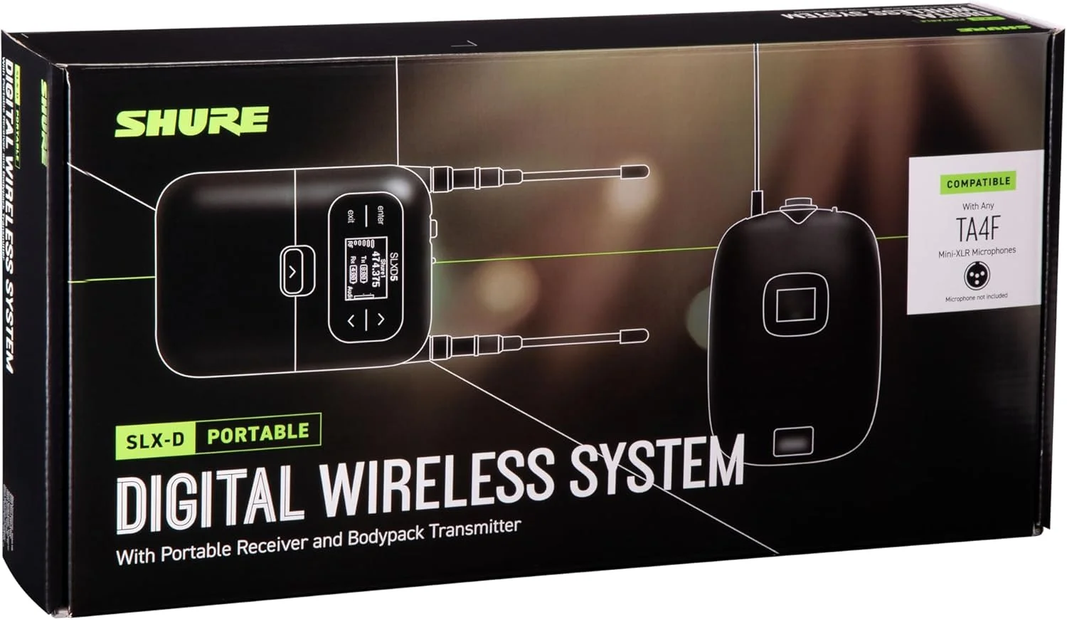 سیستم بی‌سیم دیجیتال قابل حمل Shure SLXD15 با فرستنده بدنه SLXD1 و گیرنده قابل حمل تک کاناله SLXD5 - کابل میکروفون/ساز به طور جداگانه فروخته می‌شود | باند G58 (SLXD15-G58)