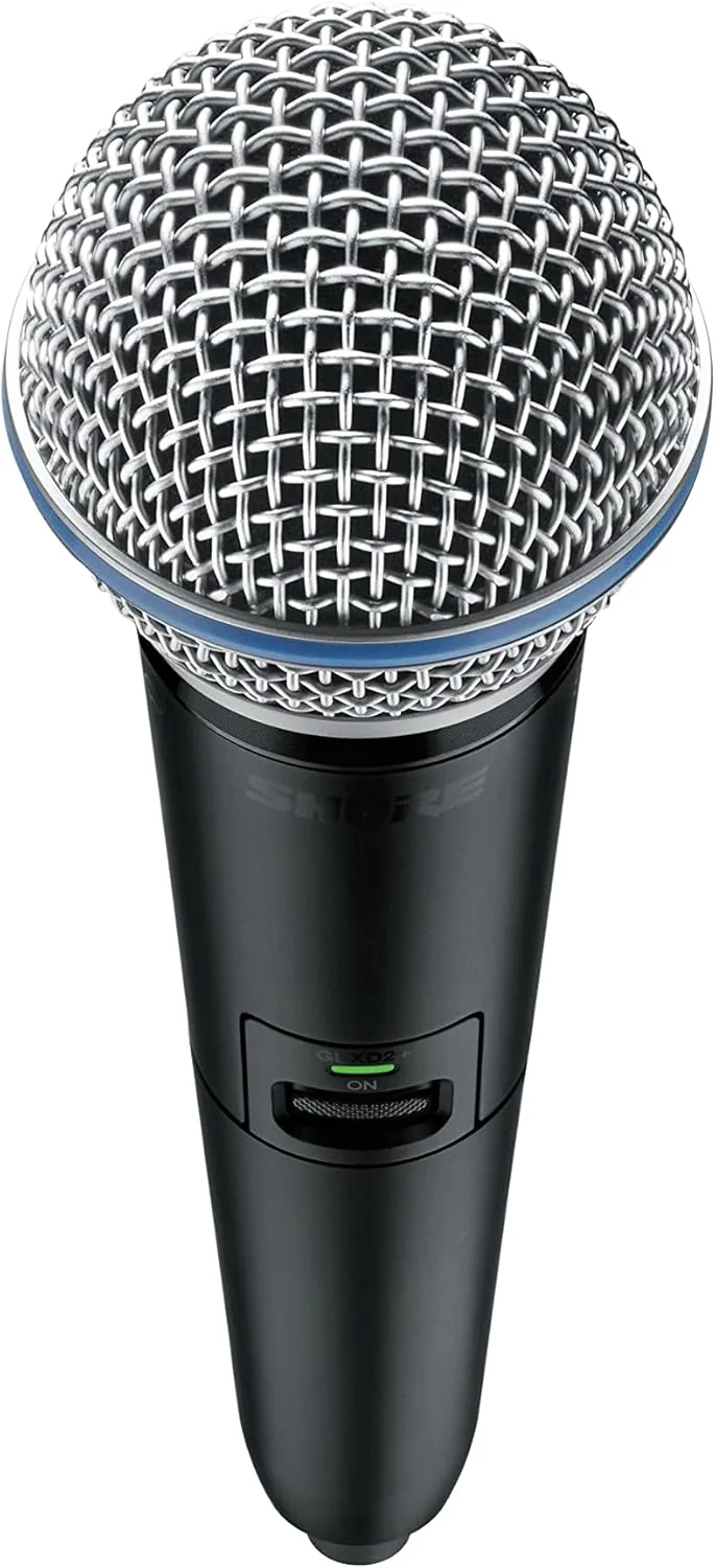 فرستنده دستی Shure GLXD2+/B58 با کپسول میکروفون وکال BETA 58A - برای استفاده با سیستم های میکروفون بی سیم دیجیتال دو بانده GLX-D+، گیرنده جداگانه فروخته می شود (GLXD2+/B58=-Z3)