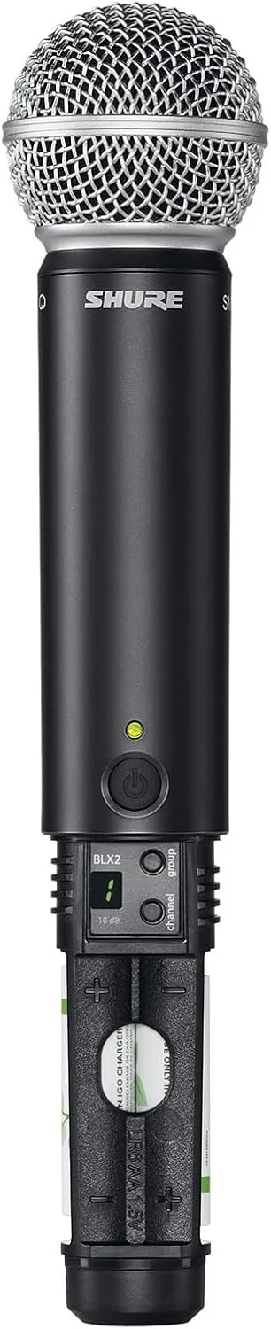 فرستنده بی‌سیم دستی Shure BLX2/SM58 با کپسول میکروفون SM58، برای استفاده با سیستم‌های بی‌سیم BLX (گیرنده جداگانه فروخته می‌شود) - باند H10