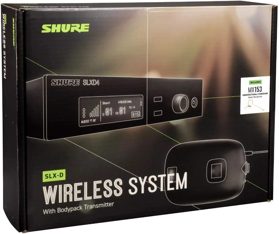 سیستم میکروفون بی سیم Shure SLXD14/153T با فرستنده بدنی و میکروفون هدست MX153T، مدل SLXD14/153T-J52