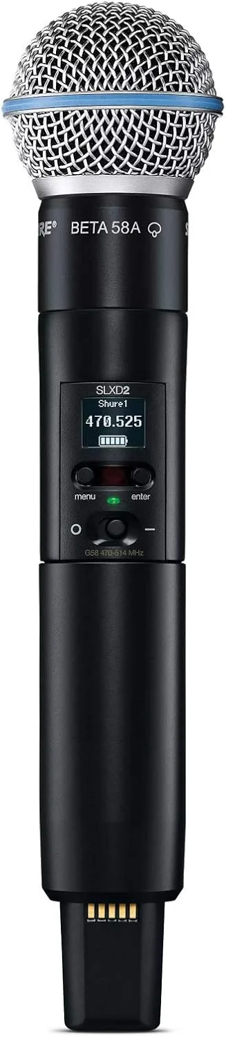 سیستم میکروفون بی سیم دیجیتال دو کاناله Shure SLXD24D/B58 - شامل دو فرستنده دستی SLXD2 با کپسول میکروفون وکال BETA 58A، گیرنده رک مونت SLXD4D | باند G58 (SLXD24D/B58-G58) سیستم میکروفون بی سیم دیجیتال دو کاناله Shure SLXD24D/B58 - شامل دو فرستنده دستی SLXD2 با کپسول میکروفون وکال BETA 58A، گیرنده رک مونت SLXD4D | باند G58 (SLXD24D/B58-G58)