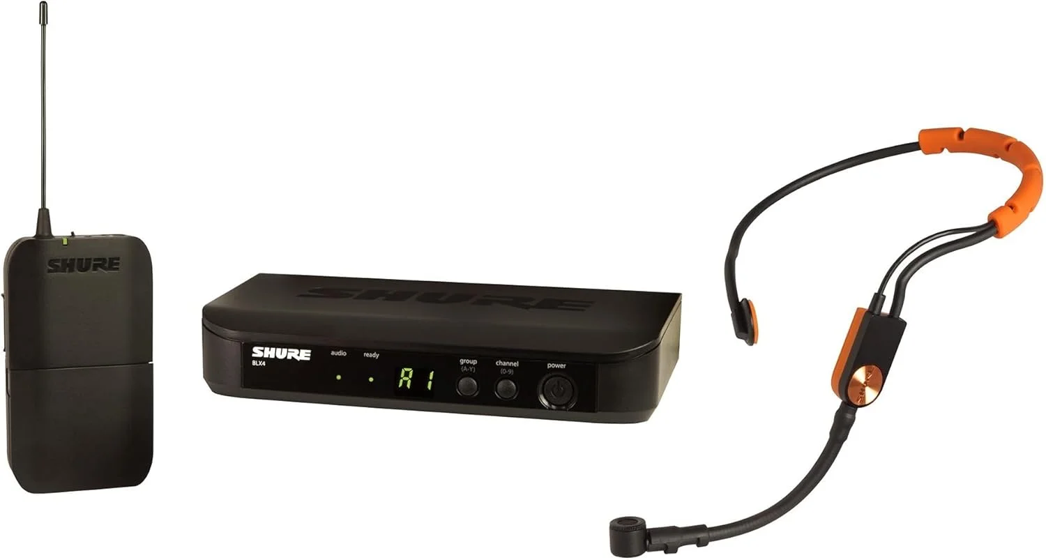 سیستم میکروفون بی سیم Shure BLX14/SM31 برای تناسب اندام و ایروبیک - 14 ساعت عمر باتری، برد 300 فوت | شامل میکروفون هدست تناسب اندام SM31FH، گیرنده تک کاناله | باند H9 (BLX14/SM31-H9)