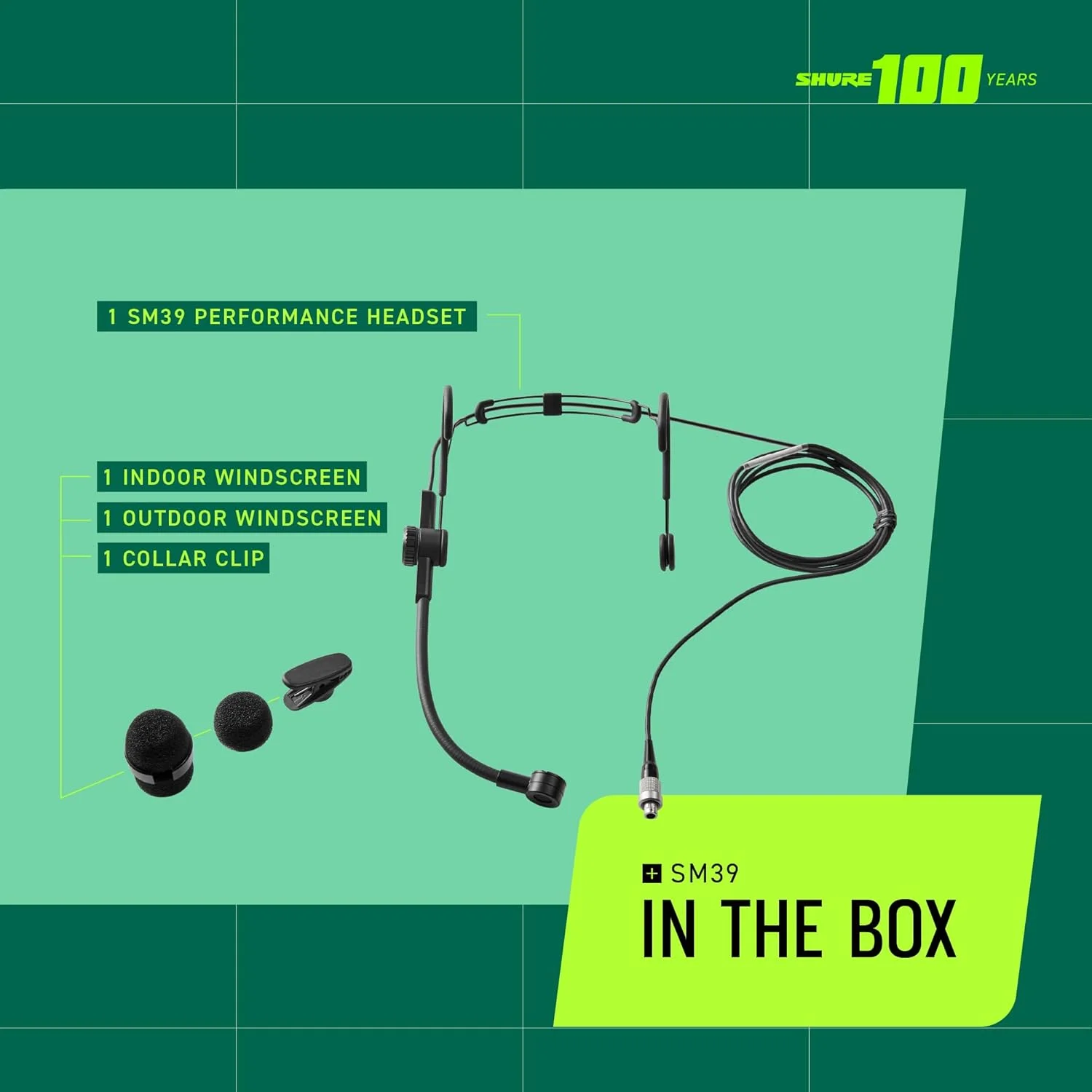 میکروفون هدست Shure SM39 - میکروفون کاردیوئید با عملکرد صوتی، سازگار با Axient Digital، طراحی ارگونومیک با مشخصات پایین و ایمن، محافظ باد داخلی/خارجی، مقاوم در برابر عرق (SM39-TQG) میکروفون هدست Shure SM39 - میکروفون کاردیوئید با عملکرد صوتی، سازگار با Axient Digital، طراحی ارگونومیک با مشخصات پایین و ایمن، محافظ باد داخلی/خارجی، مقاوم در برابر عرق (SM39-TQG)