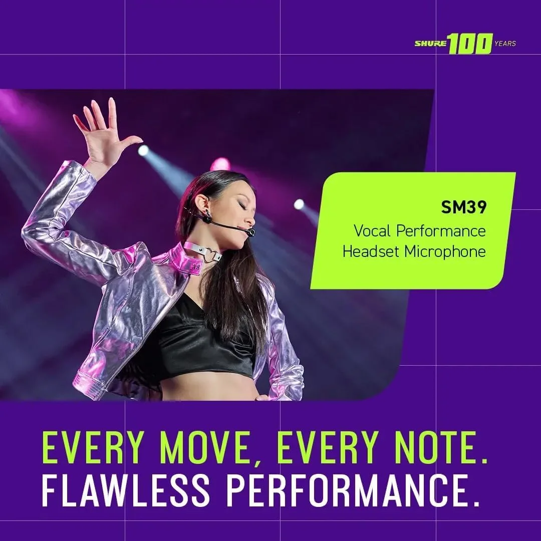 میکروفون هدست Shure SM39 - میکروفون کاردیوئید با عملکرد صوتی، سازگار با Axient Digital، طراحی ارگونومیک با مشخصات پایین و ایمن، محافظ باد داخلی/خارجی، مقاوم در برابر عرق (SM39-TQG) میکروفون هدست Shure SM39 - میکروفون کاردیوئید با عملکرد صوتی، سازگار با Axient Digital، طراحی ارگونومیک با مشخصات پایین و ایمن، محافظ باد داخلی/خارجی، مقاوم در برابر عرق (SM39-TQG)