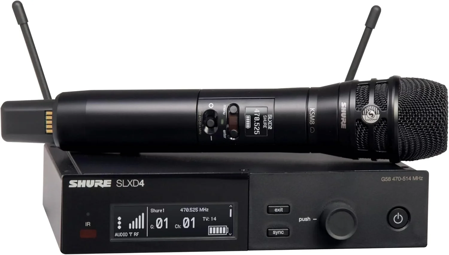 سیستم میکروفون بی سیم Shure با میکروفون دستی وکال KSM8، مدل SLXD24/K8B-J52