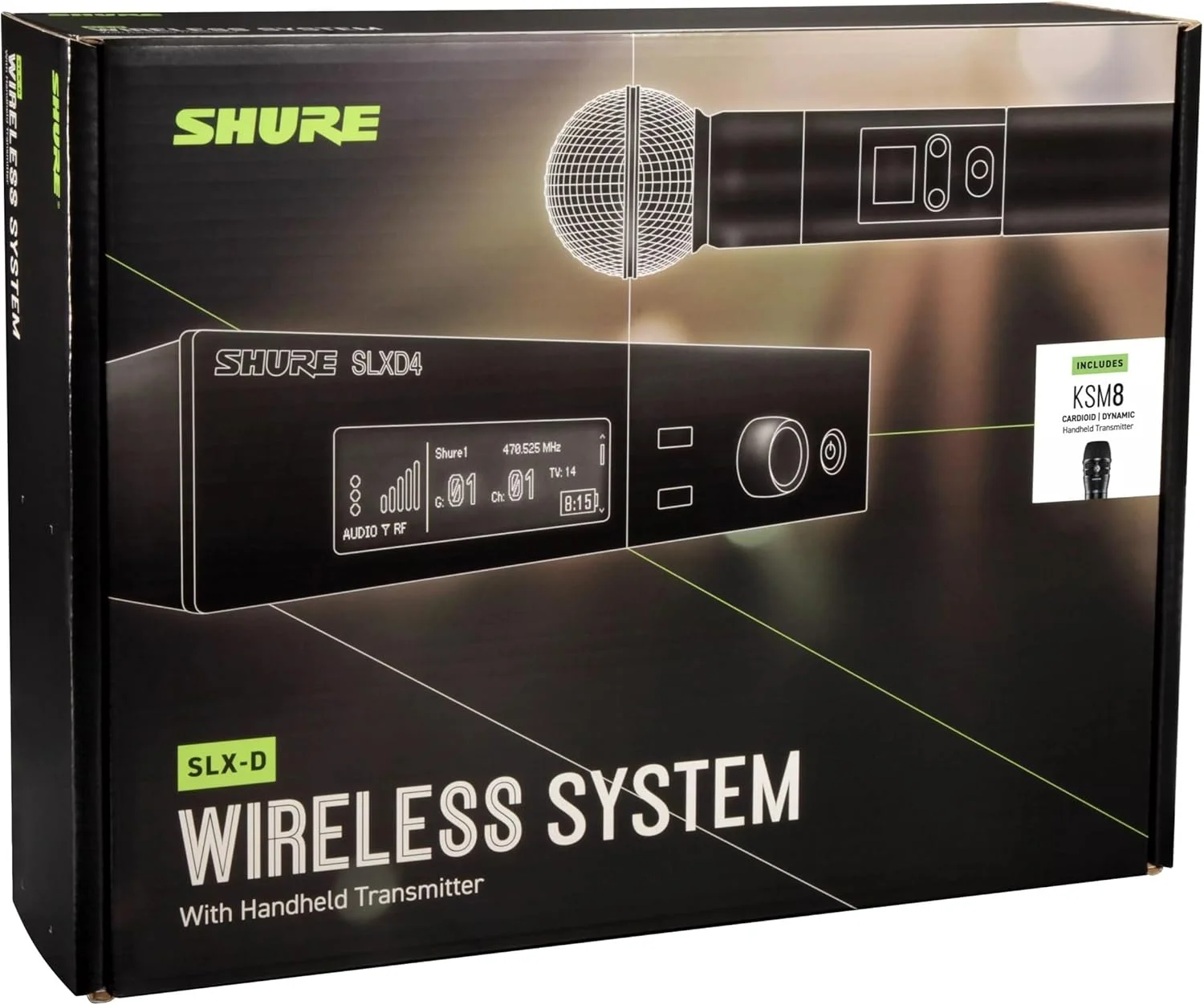 سیستم میکروفون بی سیم Shure با میکروفون دستی وکال KSM8، مدل SLXD24/K8B-J52 سیستم میکروفون بی سیم Shure با میکروفون دستی وکال KSM8، مدل SLXD24/K8B-J52