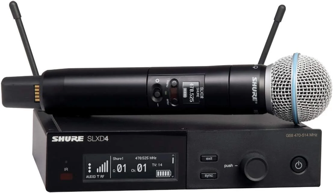 سیستم میکروفون بی سیم دیجیتال Shure SLXD24/B58 - شامل فرستنده دستی SLXD2 با کپسول میکروفون وکال BETA 58A و گیرنده تک کاناله قابل نصب در رک SLXD4 | باند J52 (SLXD24/B58-J52) سیستم میکروفون بی سیم دیجیتال Shure SLXD24/B58 - شامل فرستنده دستی SLXD2 با کپسول میکروفون وکال BETA 58A و گیرنده تک کاناله قابل نصب در رک SLXD4 | باند J52 (SLXD24/B58-J52)