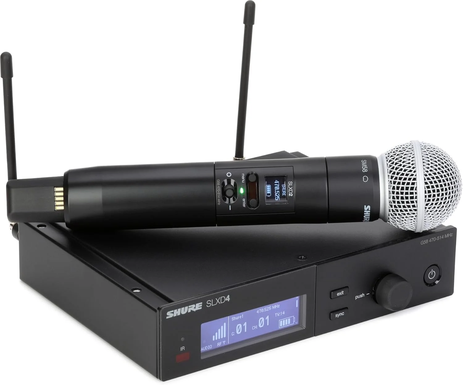 سیستم میکروفون بی سیم Shure SLXD24/SM58 با میکروفون دستی SM58 سیستم میکروفون بی سیم Shure SLXD24/SM58 با میکروفون دستی SM58
