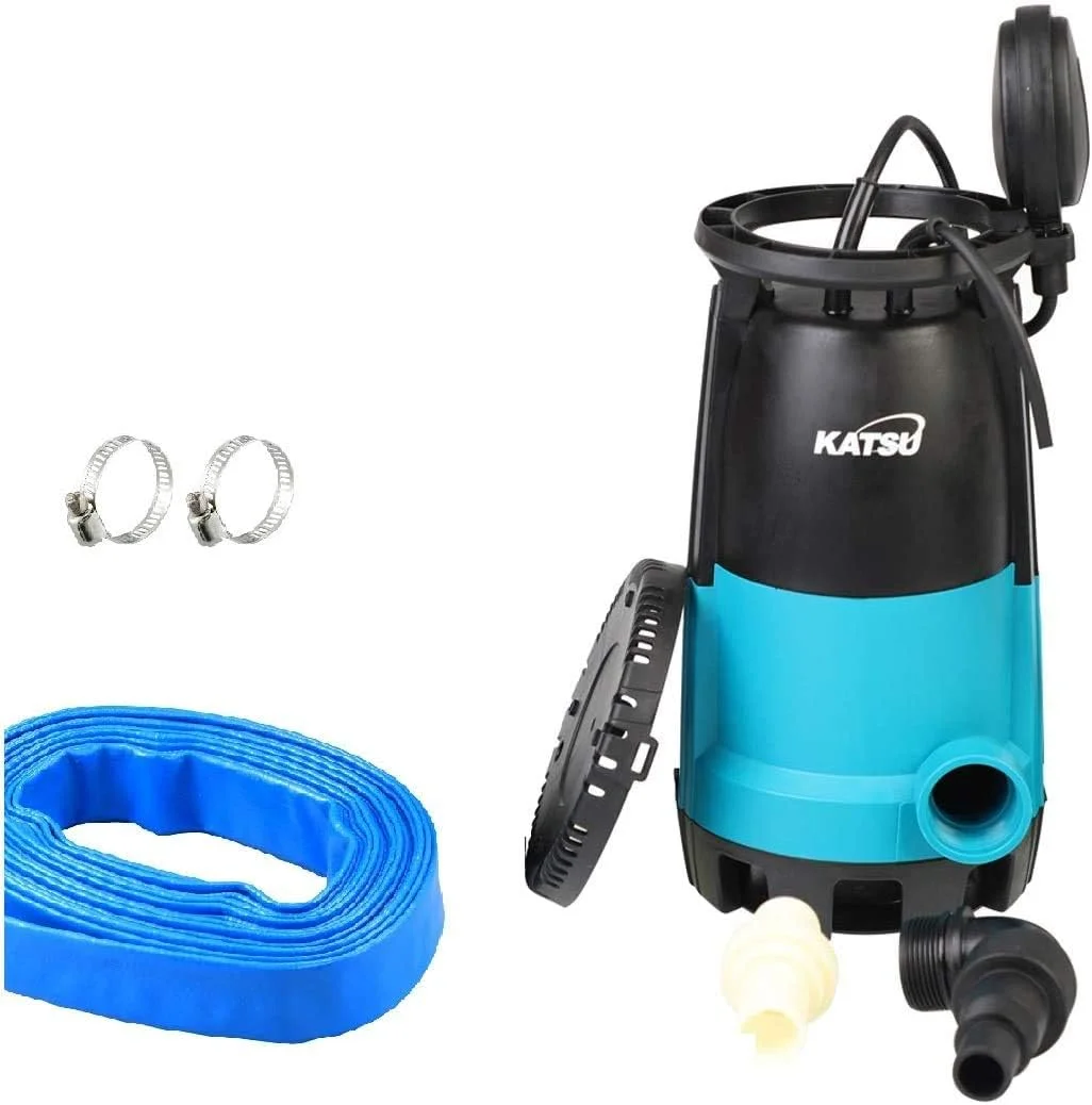 پمپ آب غوطه ور قابل حمل 900 وات KATSU Tools برای آب تمیز و کثیف 18000 لیتر در ساعت با شلنگ 10 متری 1.1/4 اینچ و پایه قابل تعویض اتصال سریع