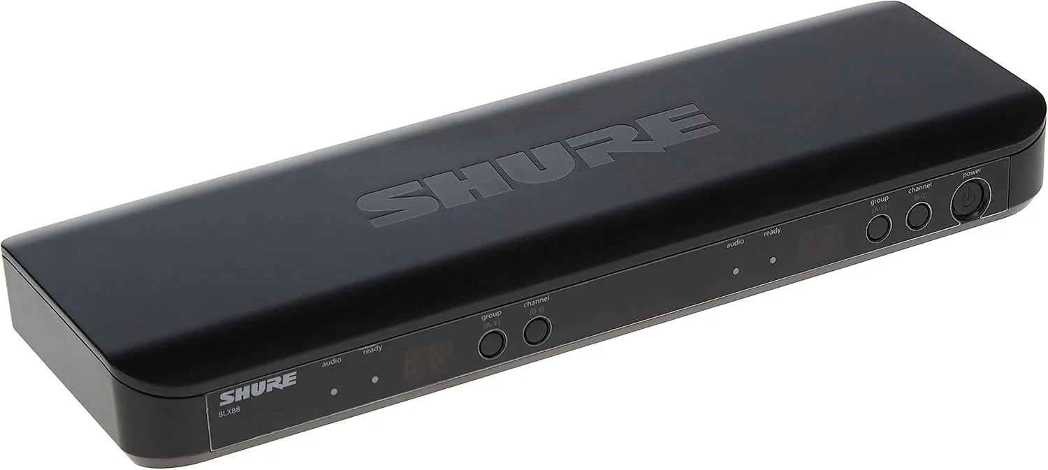 سیستم میکروفون دوگانه بی سیم Shure Blx288/Pg58، دو میکروفون حرفه ای Pg58، عالی برای سخنرانی، اجرای زنده، آواز و میزبانی رویداد، مشکی، BLX288UK/PG58X-K14