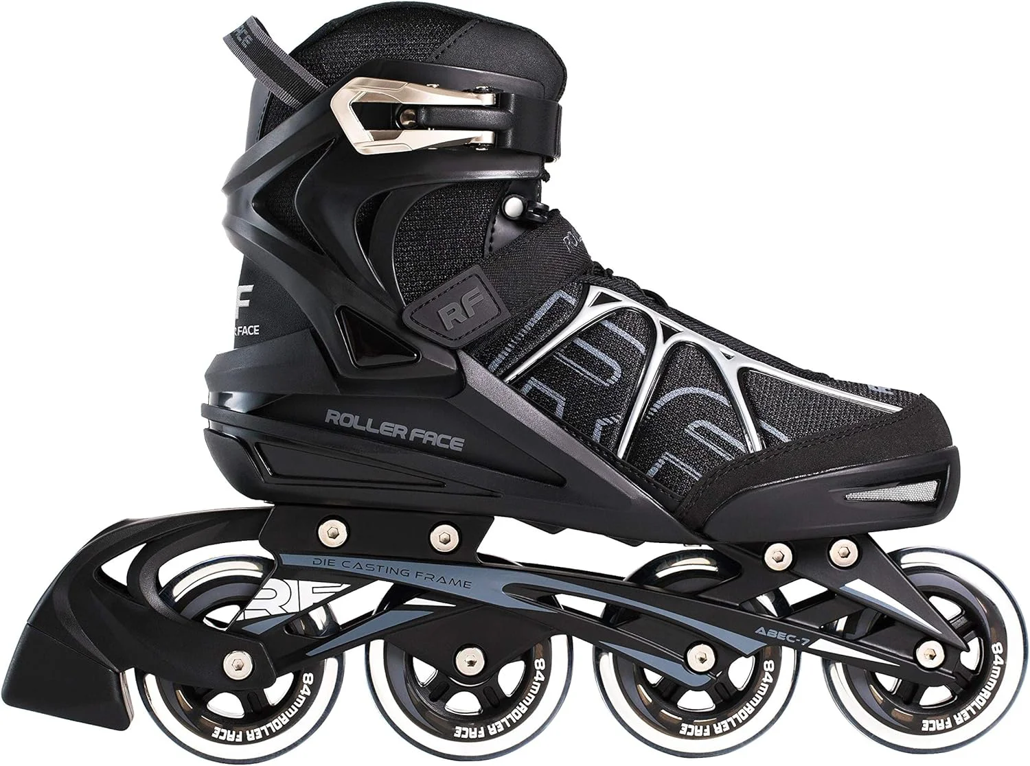 اسکیت غلتکی Rollerface RFSport مشکی مردانه مناسب بزرگسالان برای تناسب اندام، ورزش و تفریح، اسکیت اینلاین ممتاز