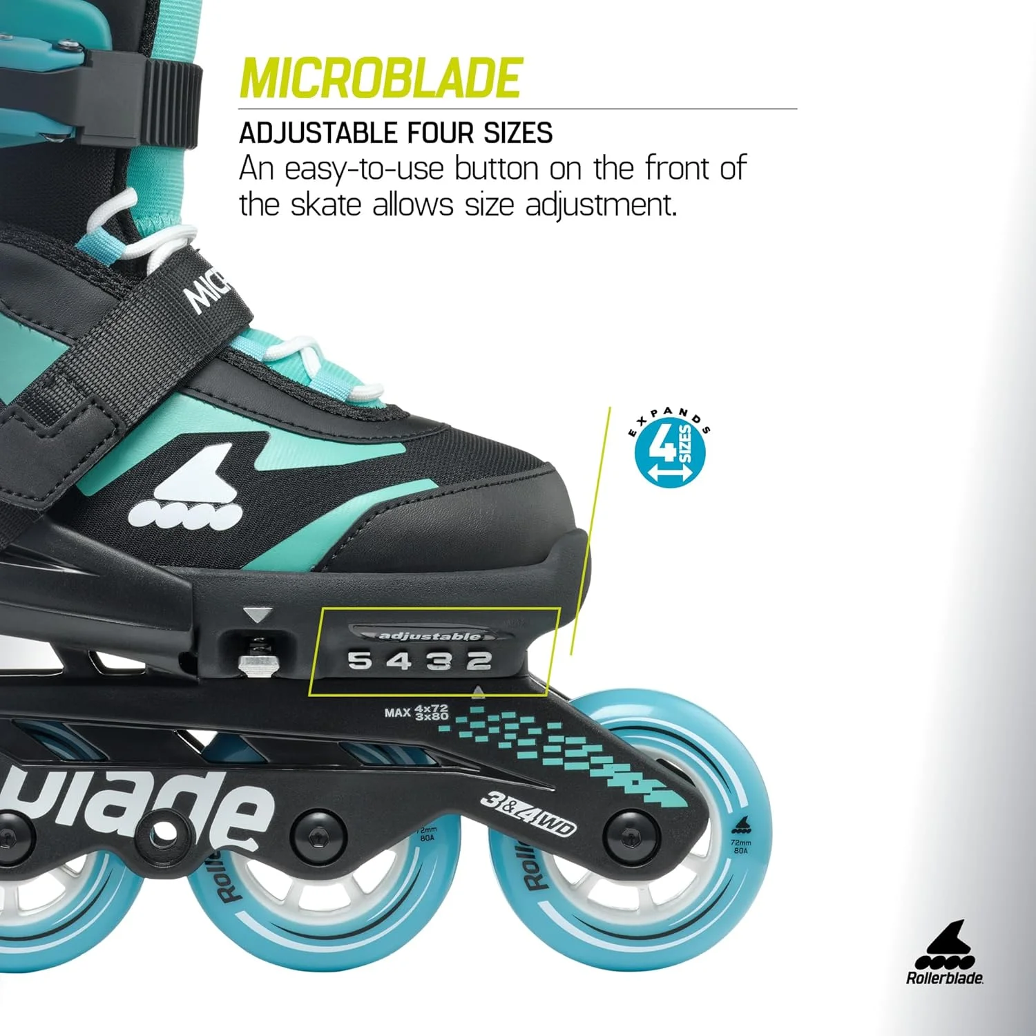 اسکیت اینلاین قابل تنظیم Rollerblade Microblade بچه گانه، اسکیت های اینلاین عملکرد جوانان اسکیت اینلاین قابل تنظیم Rollerblade Microblade بچه گانه، اسکیت های اینلاین عملکرد جوانان