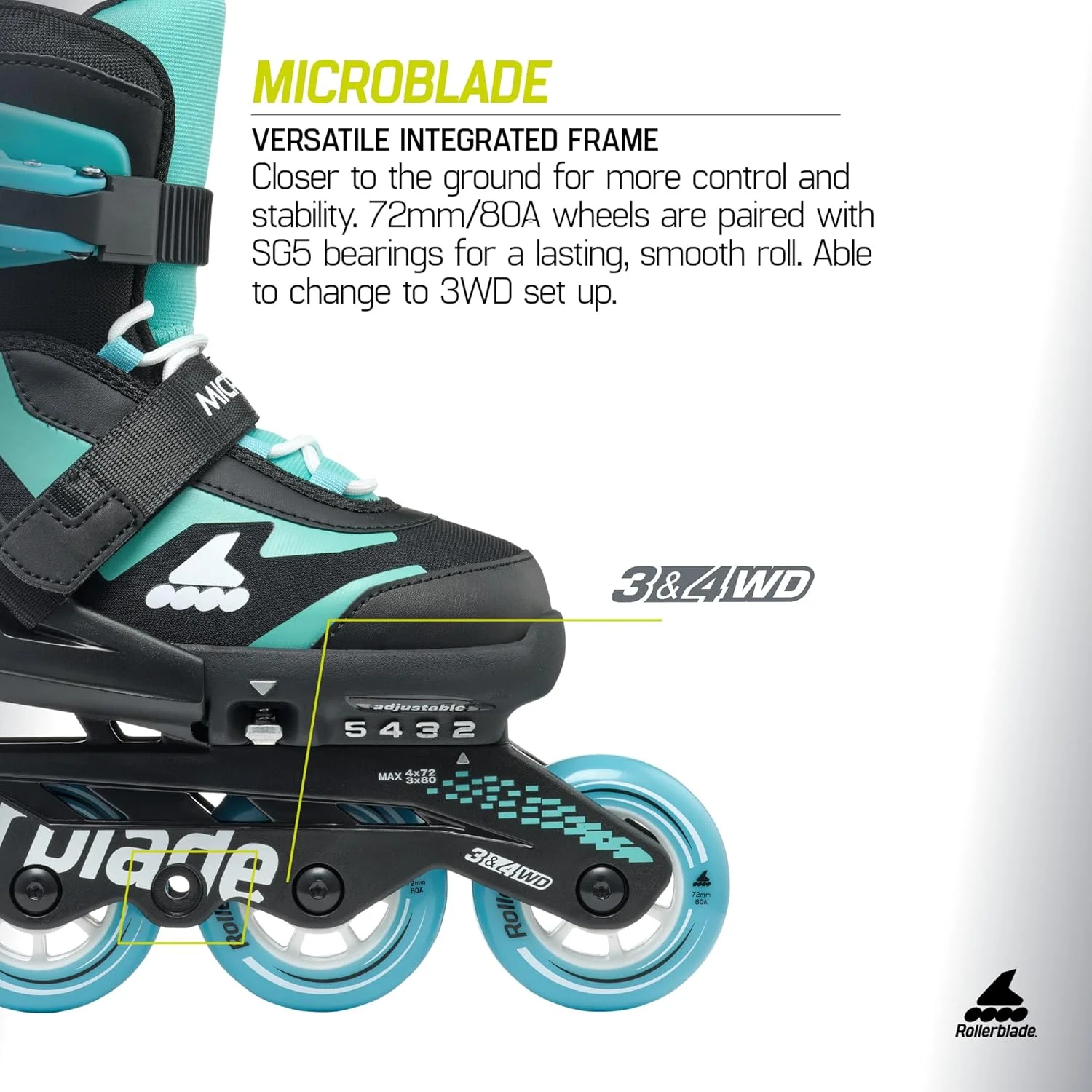 اسکیت اینلاین قابل تنظیم Rollerblade Microblade بچه گانه، اسکیت های اینلاین عملکرد جوانان اسکیت اینلاین قابل تنظیم Rollerblade Microblade بچه گانه، اسکیت های اینلاین عملکرد جوانان