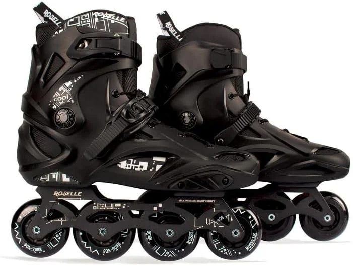 کفش اسکیت غلتکی تک ردیفه Overs PRO تمام مشکی، بدون ترمز، مناسب مردان، زنان و جوانان، کیفیت عالی