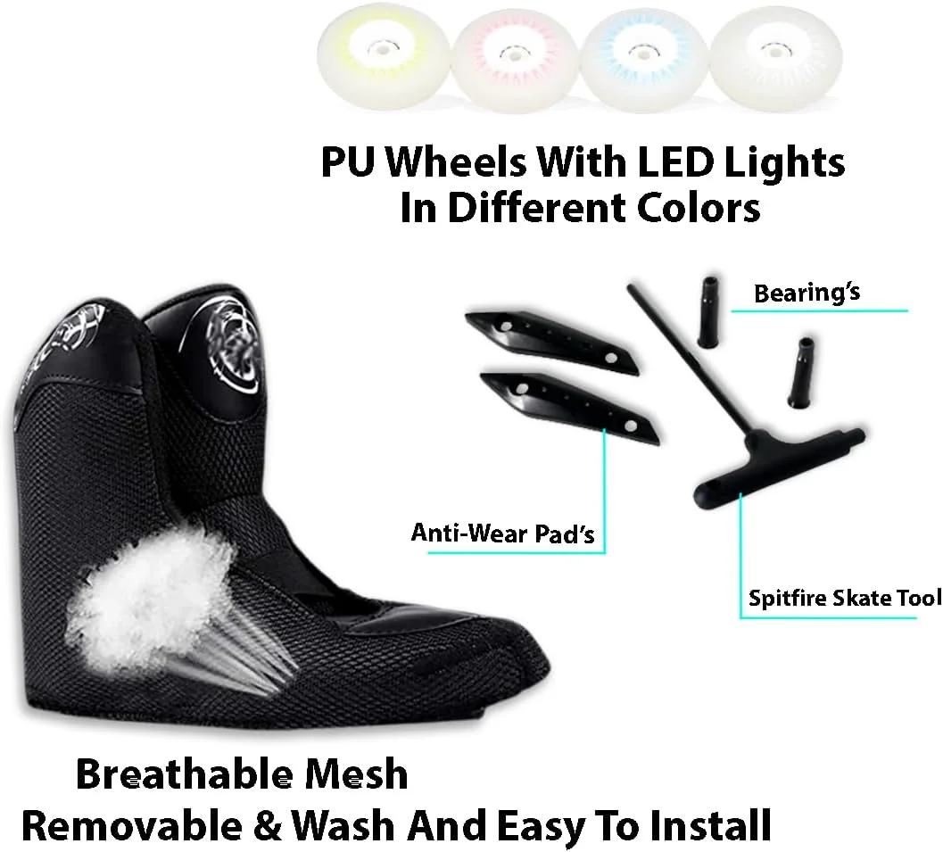 اسکیت های غلتکی حرفه ای OVERS با چراغ های LED / کفش های اسکیت سرعت تک ردیفه / کفش های اسکیت غلتکی LED برای بزرگسالان / کفش های اسکیت غلتکی و اسکیت های حرفه ای