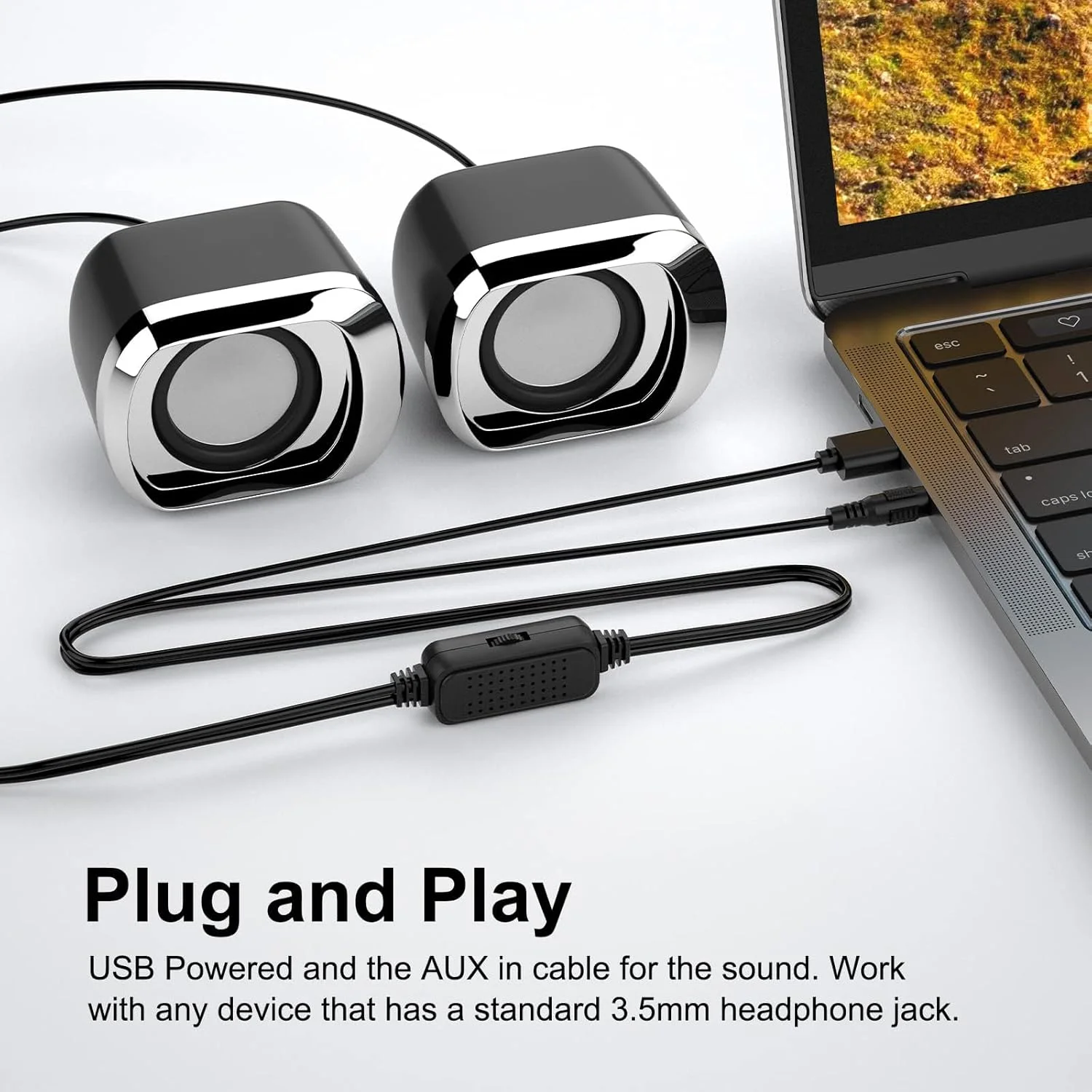 اسپیکرهای رومیزی USB-C شیک KASTWAVE - طراحی مینیمالیستی 2.0 با کنترل صدا و جک صوتی 3.5 میلی متری برای رایانه شخصی، لپ تاپ، تبلت و تلفن (مشکی) اسپیکرهای رومیزی USB-C شیک KASTWAVE - طراحی مینیمالیستی 2.0 با کنترل صدا و جک صوتی 3.5 میلی متری برای رایانه شخصی، لپ تاپ، تبلت و تلفن (مشکی)