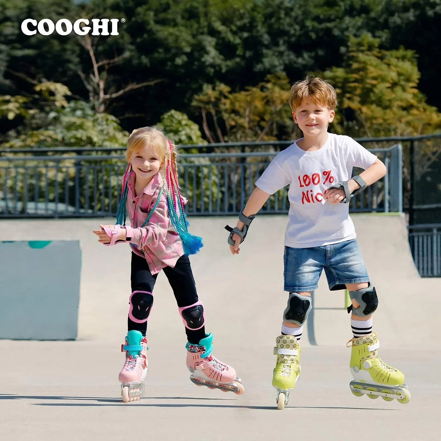 اسکیت های غلتکی قابل تنظیم COOGHI برای کودکان، اسکیت های تفریحی با چرخ های چراغ دار