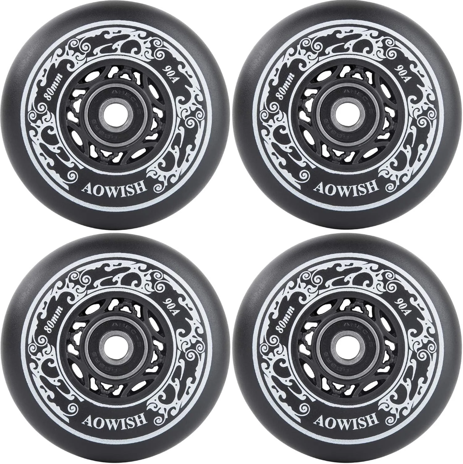 AOWISH بسته 4 عددی چرخ اسکیت اینلاین، فرمول آسفالت مناسب فضای باز 90A، چرخ های جایگزین اسکیت های غلتکی تهاجمی با بلبرینگ های سرعت ABEC 9 و اسپیسر شناور AOWISH بسته 4 عددی چرخ اسکیت اینلاین، فرمول آسفالت مناسب فضای باز 90A، چرخ های جایگزین اسکیت های غلتکی تهاجمی با بلبرینگ های سرعت ABEC 9 و اسپیسر شناور