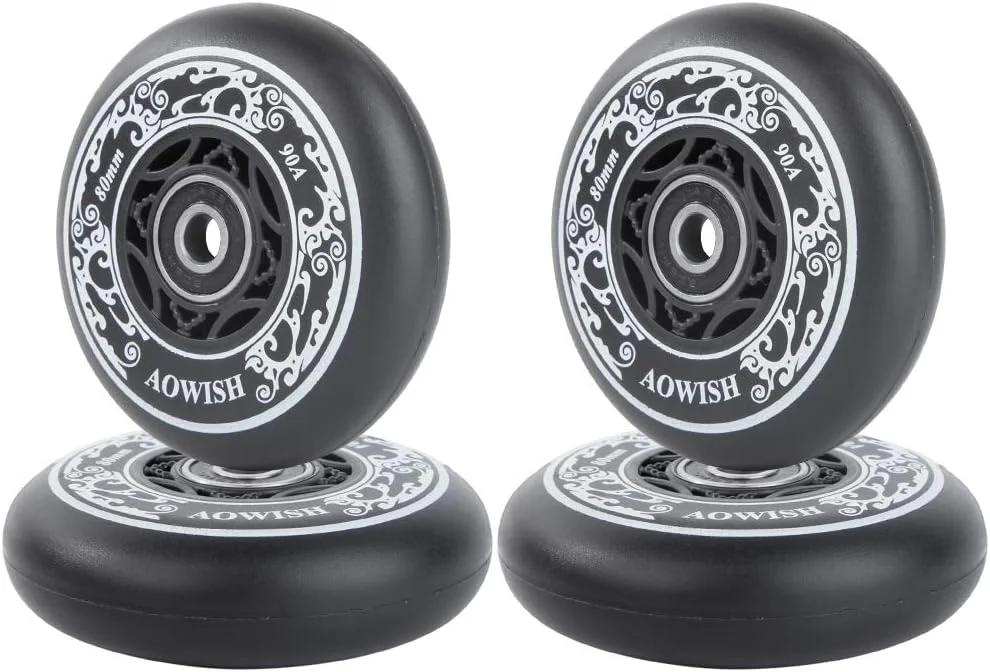AOWISH بسته 4 عددی چرخ اسکیت اینلاین، فرمول آسفالت مناسب فضای باز 90A، چرخ های جایگزین اسکیت های غلتکی تهاجمی با بلبرینگ های سرعت ABEC 9 و اسپیسر شناور AOWISH بسته 4 عددی چرخ اسکیت اینلاین، فرمول آسفالت مناسب فضای باز 90A، چرخ های جایگزین اسکیت های غلتکی تهاجمی با بلبرینگ های سرعت ABEC 9 و اسپیسر شناور