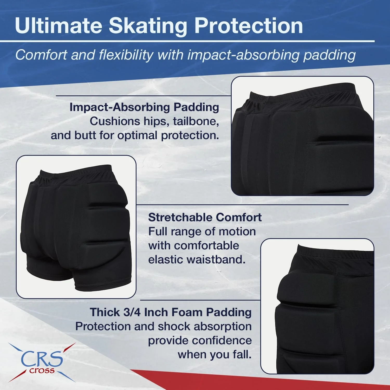 CRS Cross Padded Figure Skating Shorts – Crash Butt Pads for Hips Tailbone & Butt