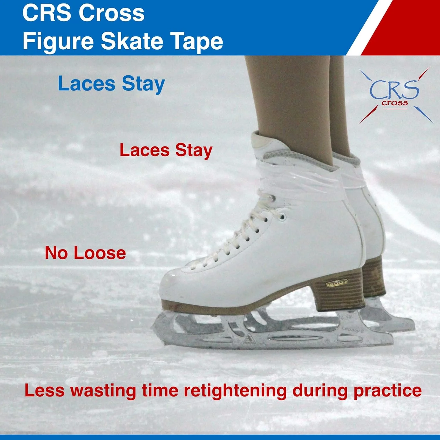 CRS Cross Figure Skate Tape (3/4 inch Wide) - Protects Leather Figure Skating Boots Without The Need for Polish. Skate Laces Stay Tied and Tight Skate Tape.