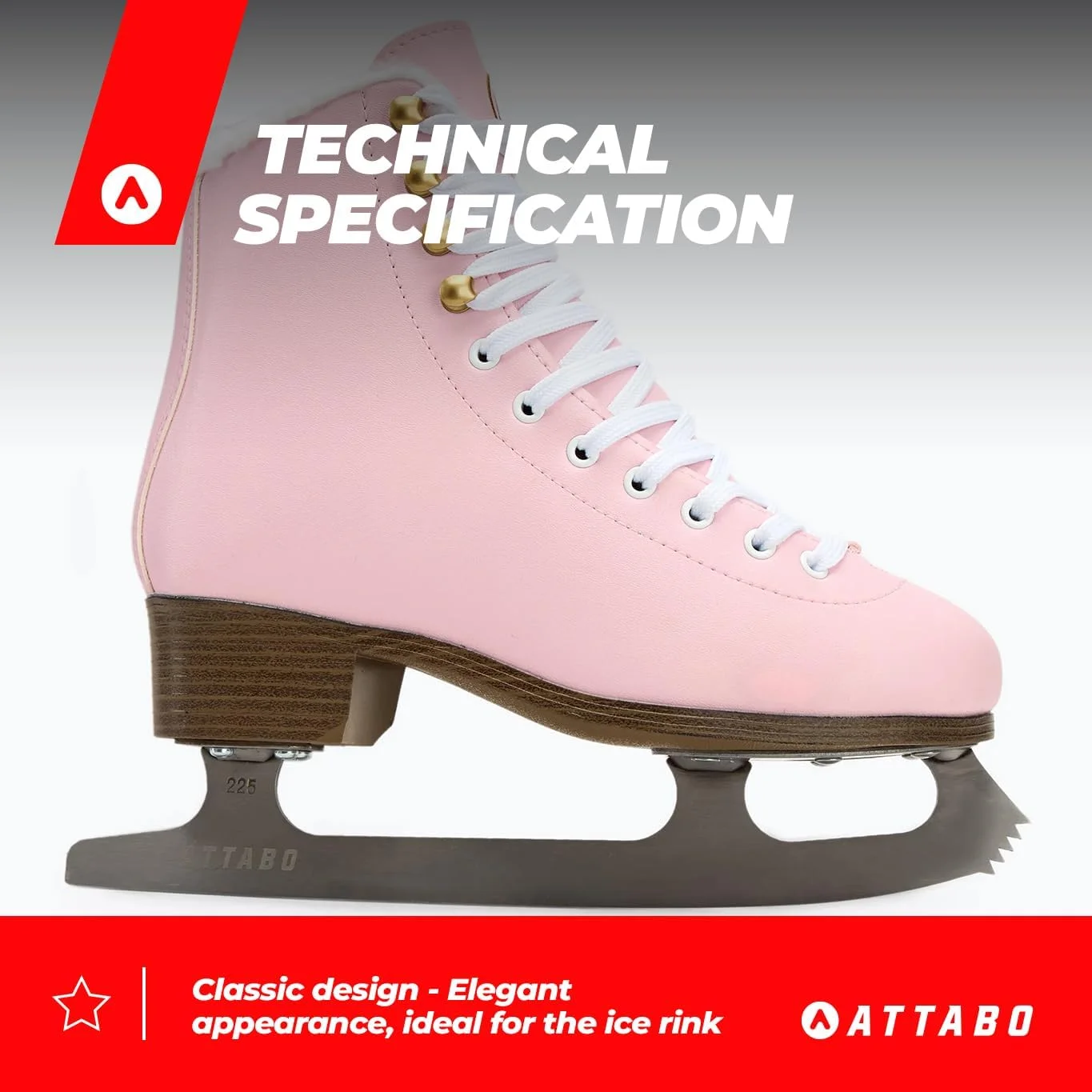 اسکیت های یخ زنانه ATTABO ISLA مشکی سایز 37-41 EU تیغه استیل ضد زنگ ایده آل برای مبتدیان یا کاربران پیشرفته رویه PVC محافظت قوی از مچ پا و ثبات هنگام سوار شدن روی یخ