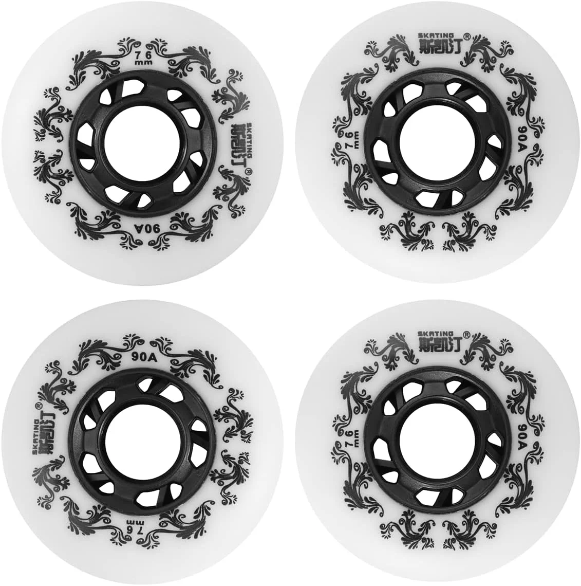 چرخ اسکیت inline بسته 4 عددی، مناسب فضای باز، 90A، تایر بادوام 72mm 76mm 80mm برای انتخاب، چرخ جایگزین تیغه های غلتکی هاکی