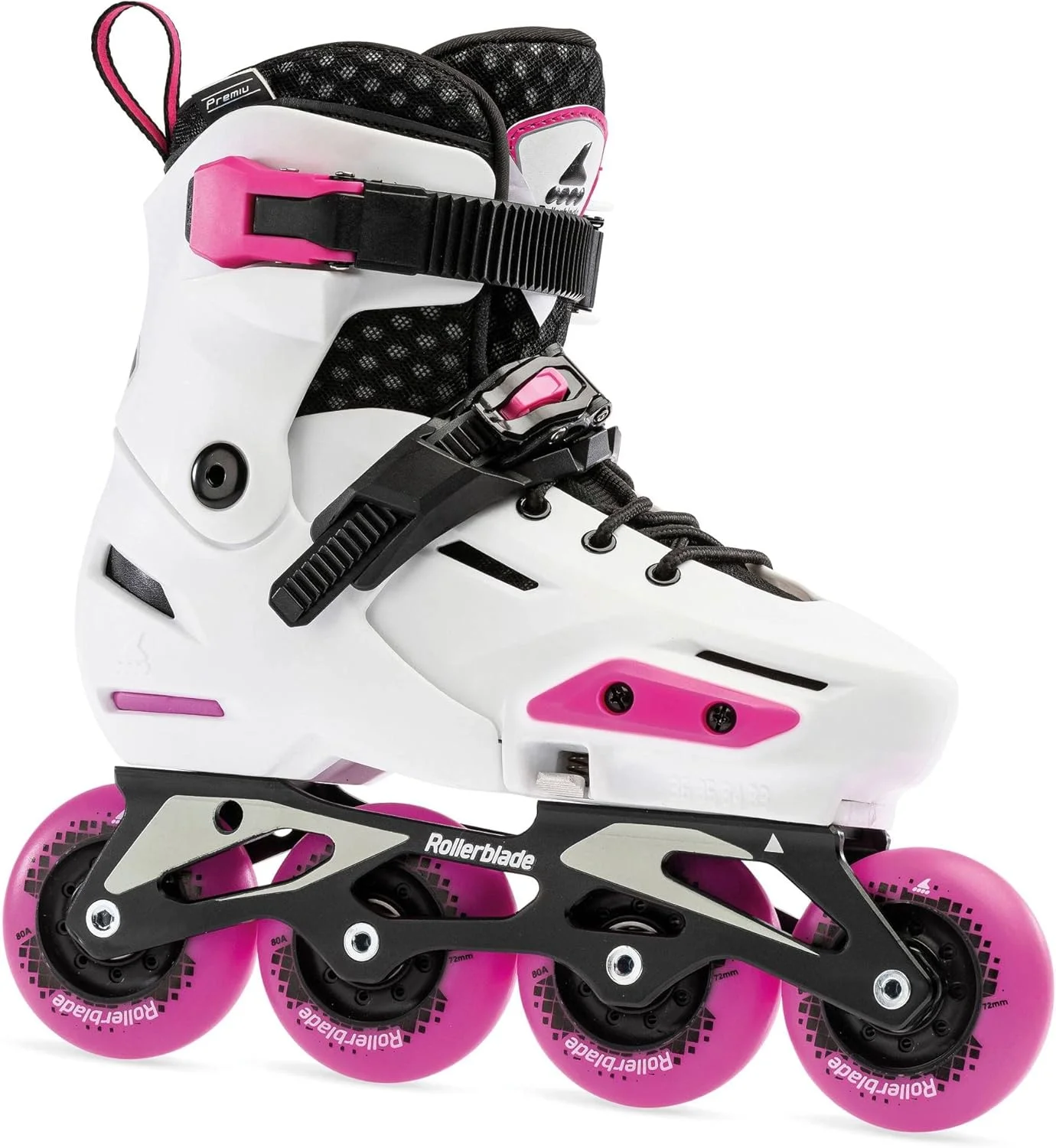 اسکیت اینلاین فیتنس قابل تنظیم Rollerblade Apex، سفید/صورتی، نوجوان، اسکیت های اینلاین عملکرد شهری
