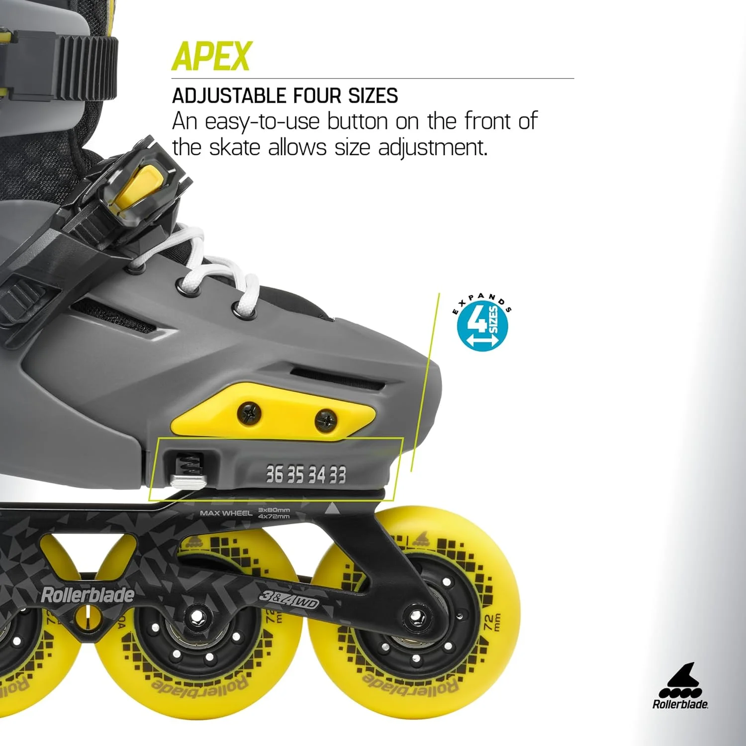 اسکیت اینلاین فیتنس قابل تنظیم Rollerblade Apex Junior اسکیت اینلاین فیتنس قابل تنظیم Rollerblade Apex Junior