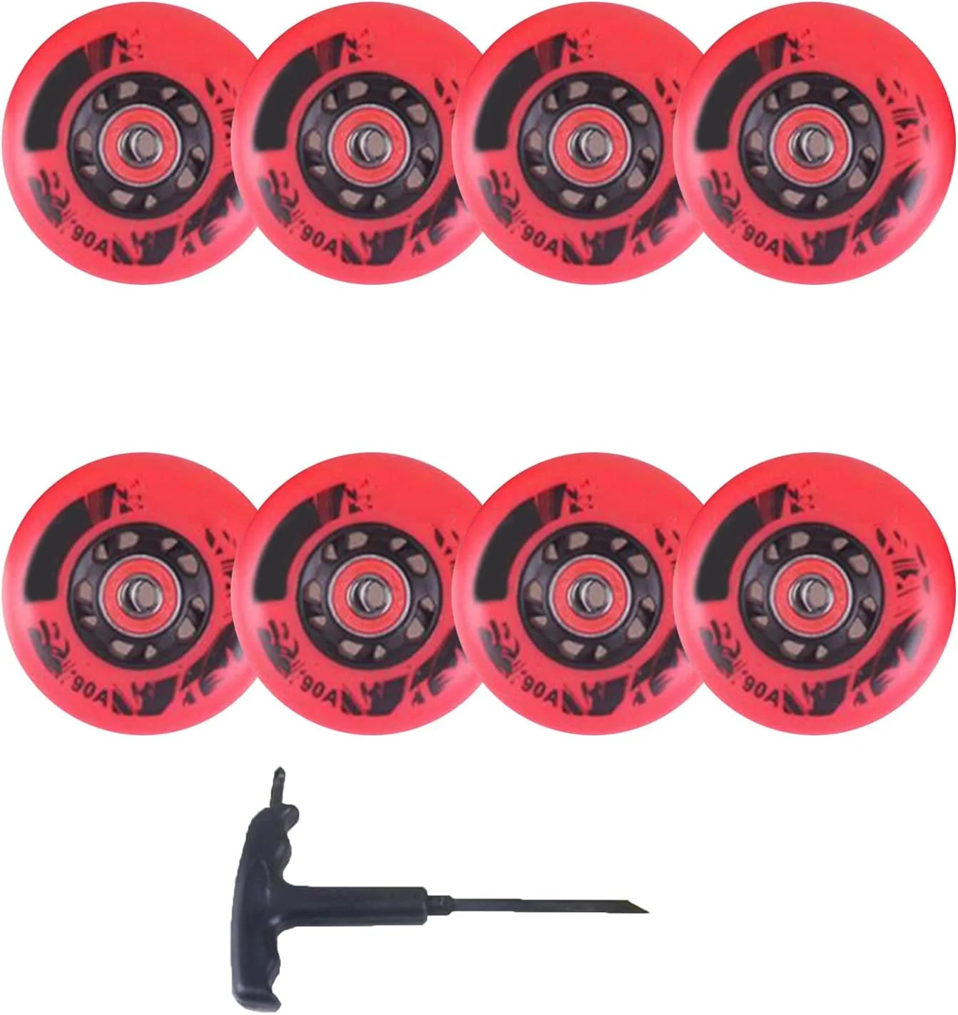 8 عدد چرخ اسکیت اینلاین 72mm 76mm 80mm، چرخ های جایگزین اسکیت اینلاین داخل/خارج از منزل برای اسکیت فری استایل با بلبرینگ 90A