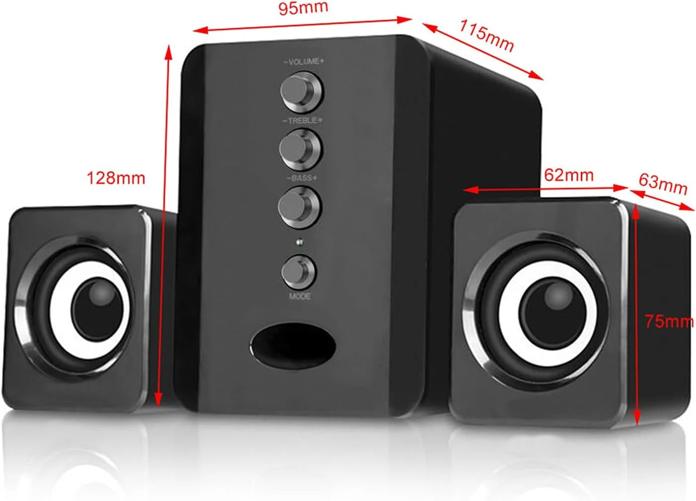 اسپیکرهای سیمی USB مدل Labymos D-202، اسپیکرهای کامپیوتر، ساب ووفر پخش کننده موسیقی استریو باس، جعبه صدا برای کامپیوتر رومیزی، لپ تاپ، تبلت، تلفن هوشمند