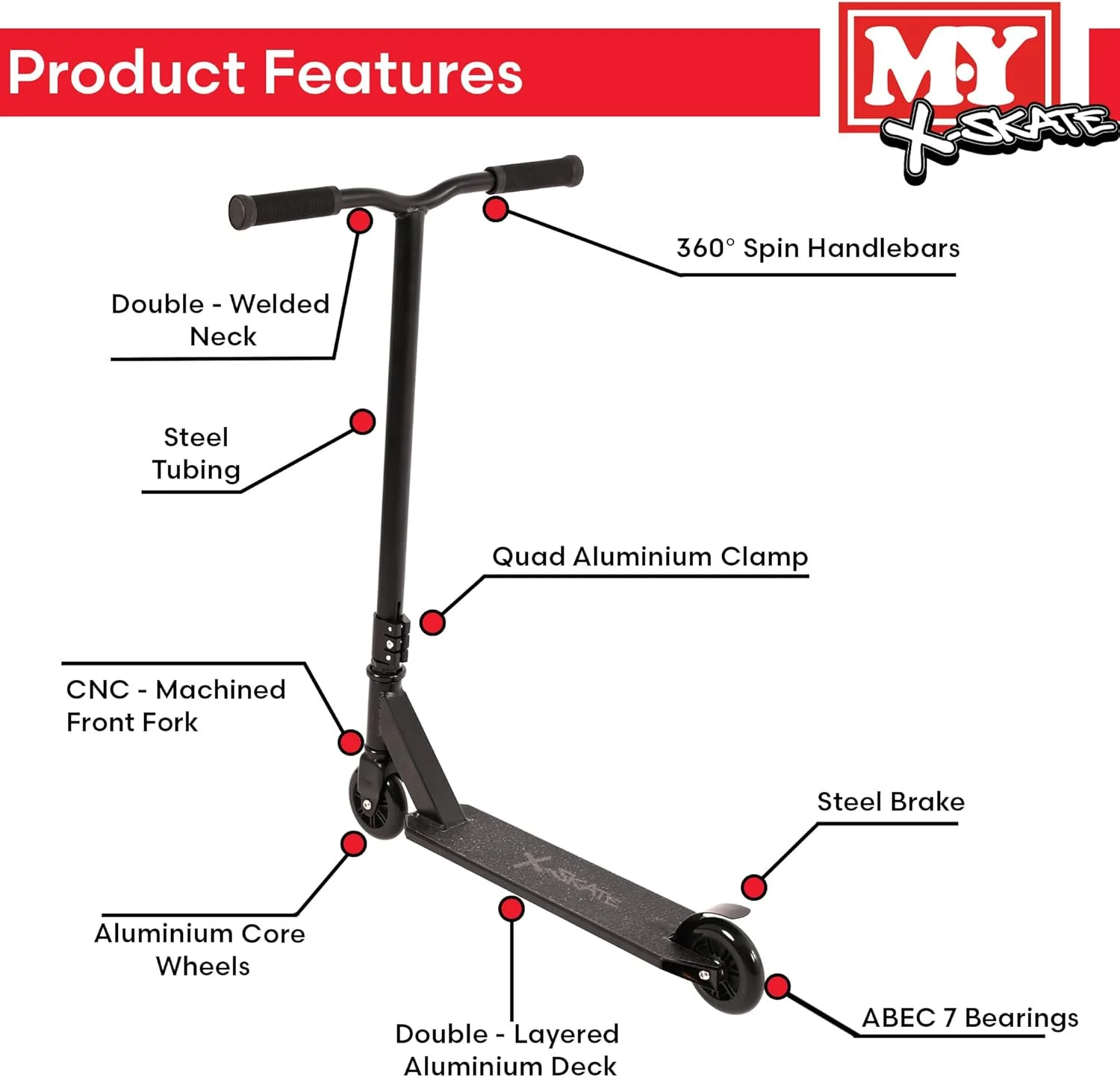 اسکوتر بدلکاری M.Y X-Skate XSK-007 - اسکوتر فری استایل با بلبرینگ های کروم ABEC 7 اسکوتر بدلکاری M.Y X-Skate XSK-007 - اسکوتر فری استایل با بلبرینگ های کروم ABEC 7