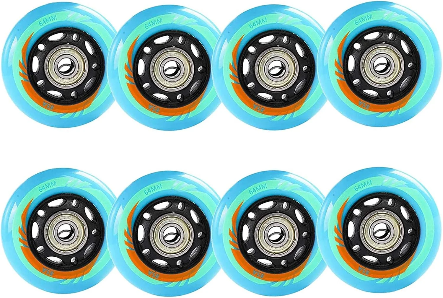8 عدد چرخ اسکیت اینلاین بچه گانه 64mm 68mm 85A، چرخ های جایگزین اسکیت غلتکی آزاد با بلبرینگ ABEC-7