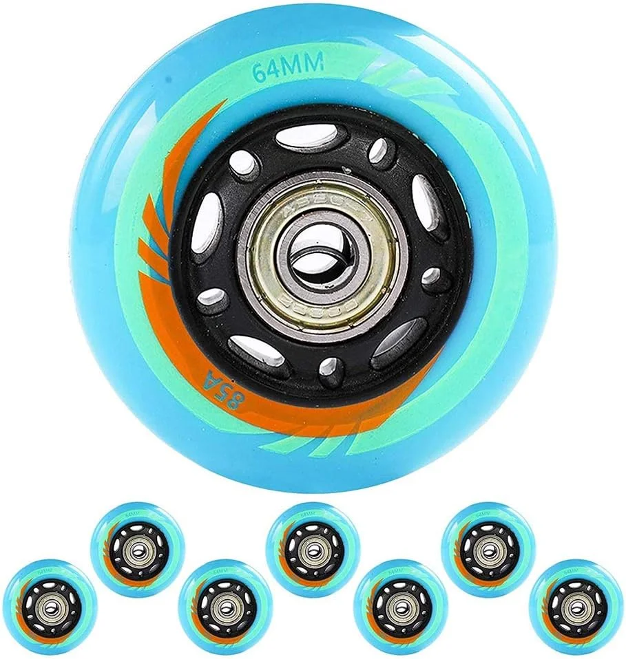 8 عدد چرخ اسکیت اینلاین بچه گانه 64mm 68mm 85A، چرخ های جایگزین اسکیت غلتکی آزاد با بلبرینگ ABEC-7