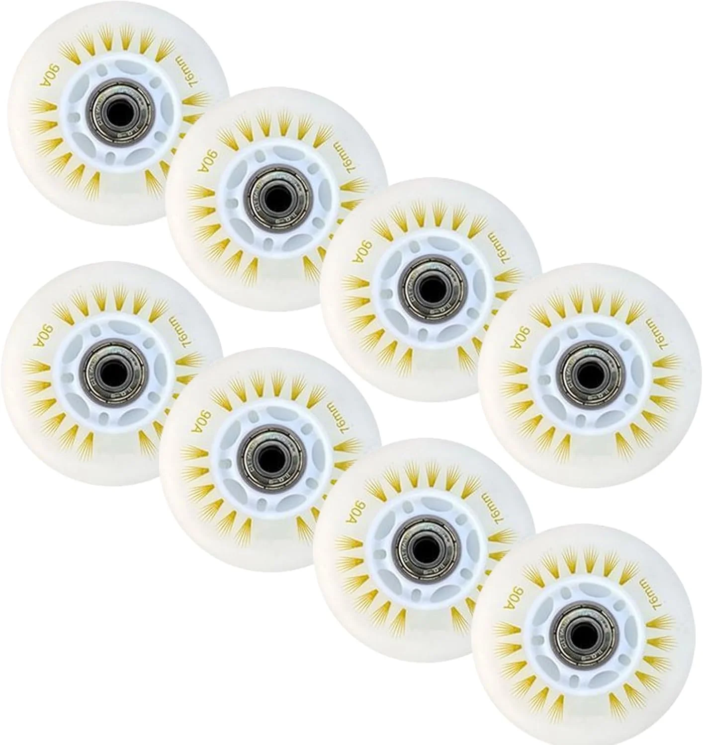 چرخ اسکیت اینلاین LED مدل JHKJ بسته 8 عددی، چرخ های چراغ دار مناسب فضای باز با درجه سختی 90A، فری استایل بادوام به همراه بلبرینگ، هسته 60/62/64/68/70/72/76/80 میلی متر، چرخ های جایگزین