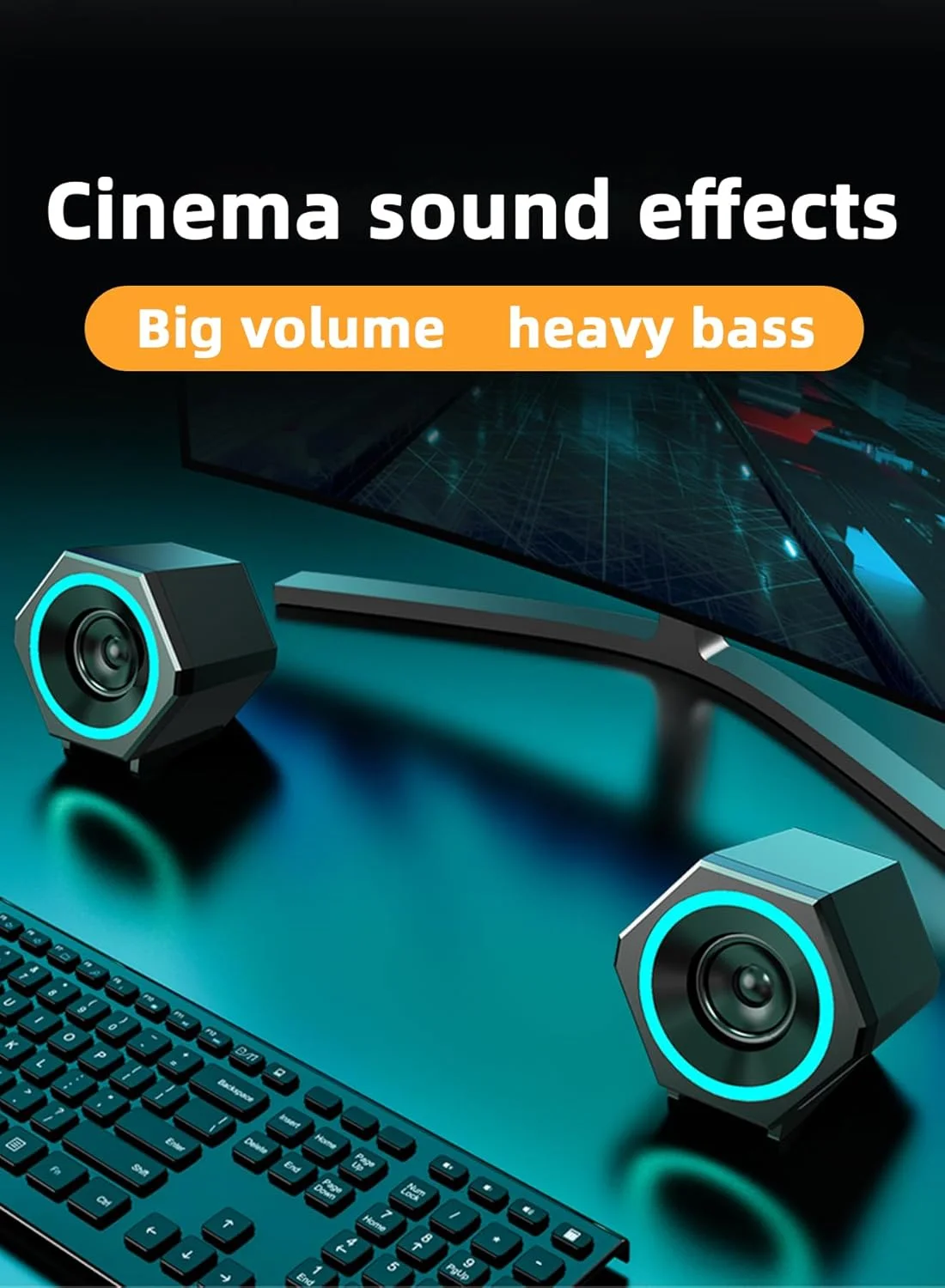 اسپیکرهای کامپیوتر LEDPTS.jP، ساب ووفر سیمی USB، اسپیکر صوتی لپ تاپ/رومیزی، اسپیکر استریو با تغذیه USB