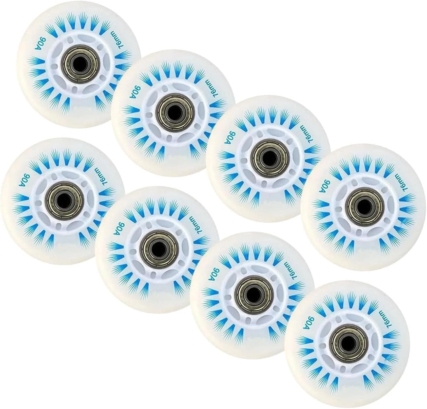 بسته 8 عددی چرخ اسکیت LED، چرخ های ترمز مقاوم 90A فری استایل، با هسته بلبرینگ، قرقره چراغ دار جایگزین فضای باز، C، 90 میلی متر
