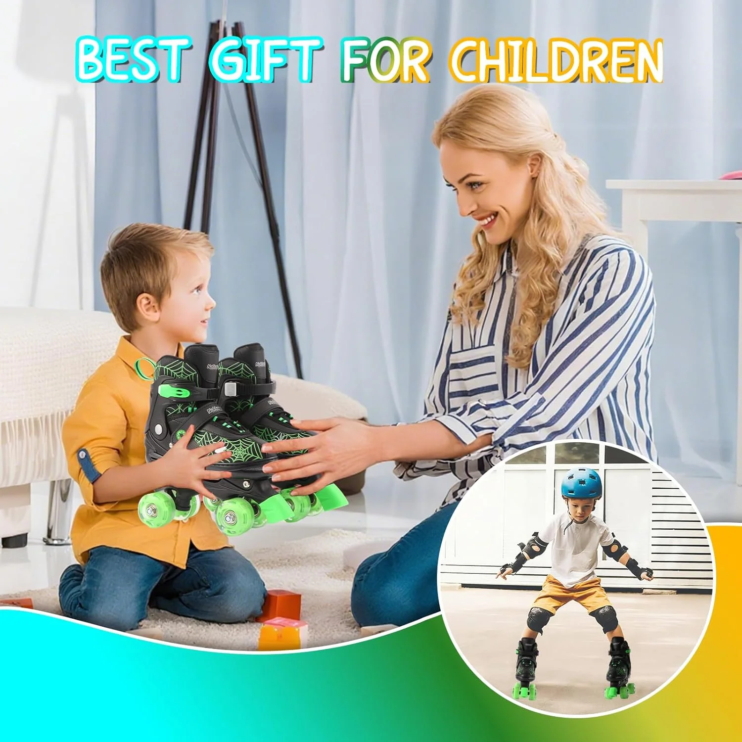 اسکیت های چرخ دار Nattork Kids برای پسران و دختران، اسکیت های چهار چرخ قابل تنظیم در 4 سایز برای کودکان با چرخ های چراغ دار، هدیه تولد جالب برای کودکان مبتدی ورزش های داخل و خارج از منزل اسکیت های چرخ دار Nattork Kids برای پسران و دختران، اسکیت های چهار چرخ قابل تنظیم در 4 سایز برای کودکان با چرخ های چراغ دار، هدیه تولد جالب برای کودکان مبتدی ورزش های داخل و خارج از منزل