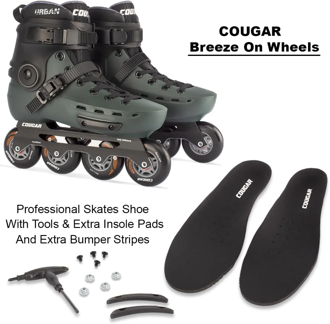 کفش های اسکیت اینلاین حرفه ای COUGAR برای بزرگسالان، کفش های اسکیت سرعت تک ردیفه، کفش های اسکیت عملکردی به سبک شهری، نسیم روی چرخ ها