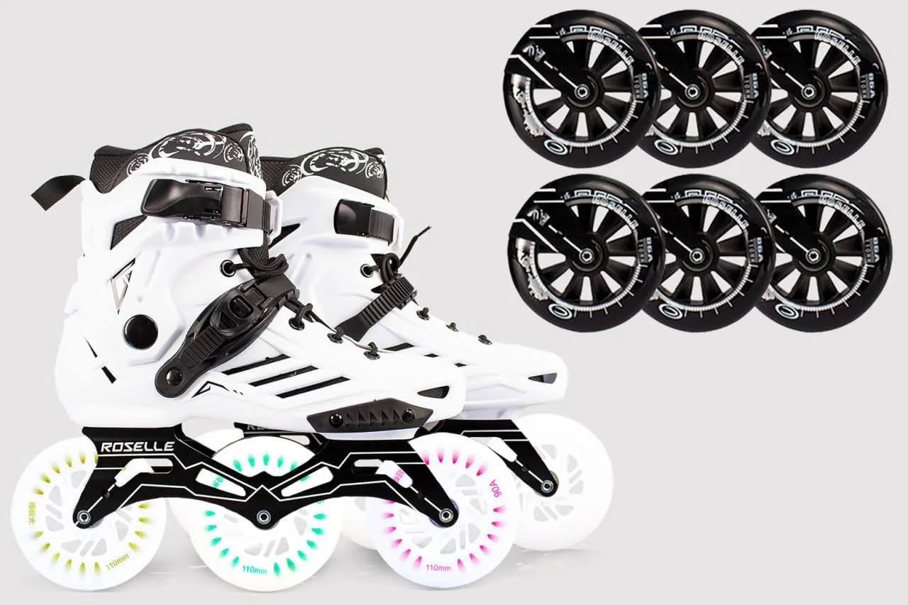 کفش اسکیت سه چرخ Overs PRO با 6 چرخ LED اضافی کامل، کفش های اسکیت سرعتی برای بزرگسالان، جوانان و زنان.