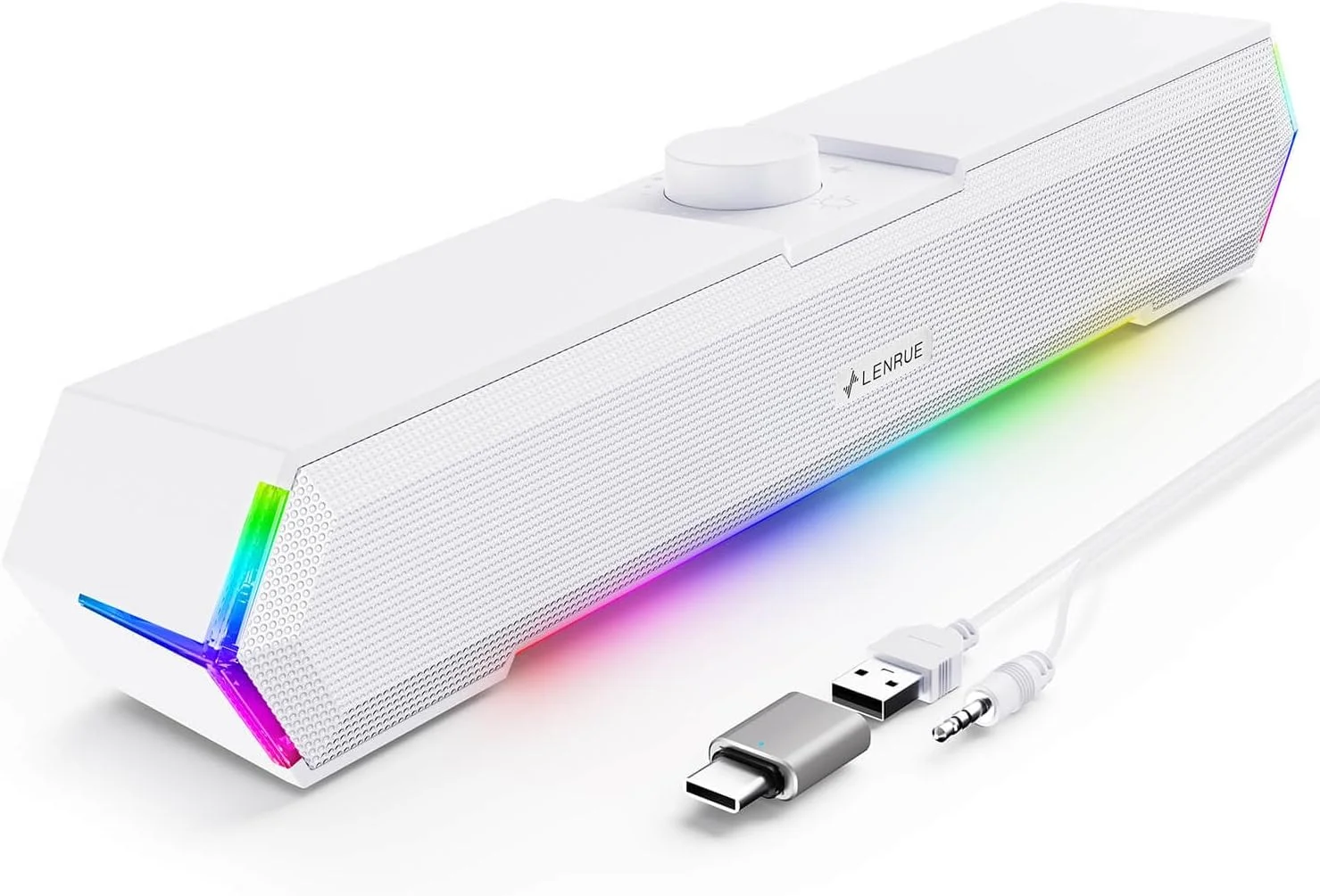 اسپیکرهای کامپیوتر LENRUE G11 با چراغ های لمسی برای کامپیوتر با صدای واضح و فراگیر، منبع تغذیه USB C/USB برای کامپیوتر، کامپیوتر، لپ تاپ، مانیتور سفید اسپیکرهای کامپیوتر LENRUE G11 با چراغ های لمسی برای کامپیوتر با صدای واضح و فراگیر، منبع تغذیه USB C/USB برای کامپیوتر، کامپیوتر، لپ تاپ، مانیتور سفید